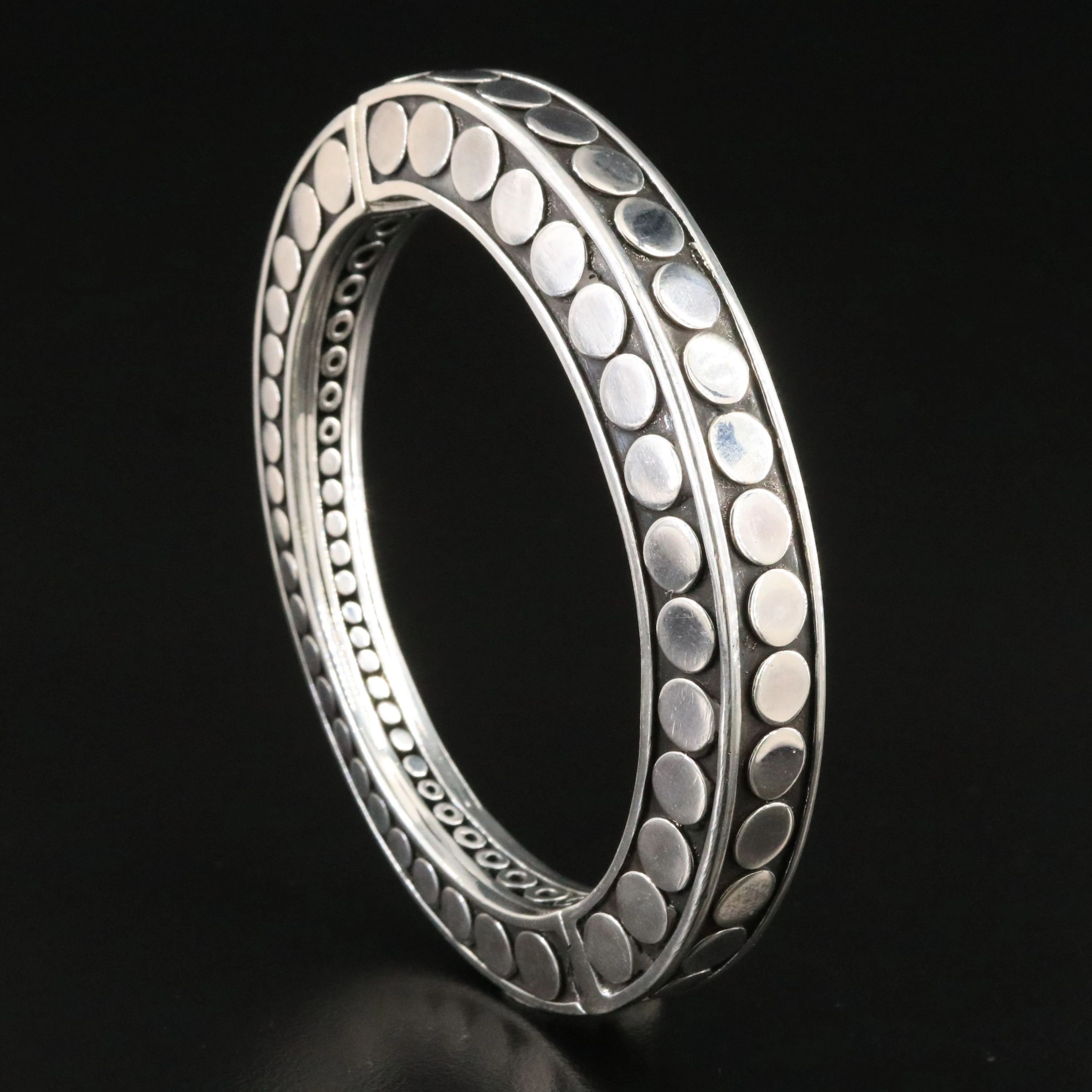 John Hardy Dot Sterling Oval Hinged Bangle