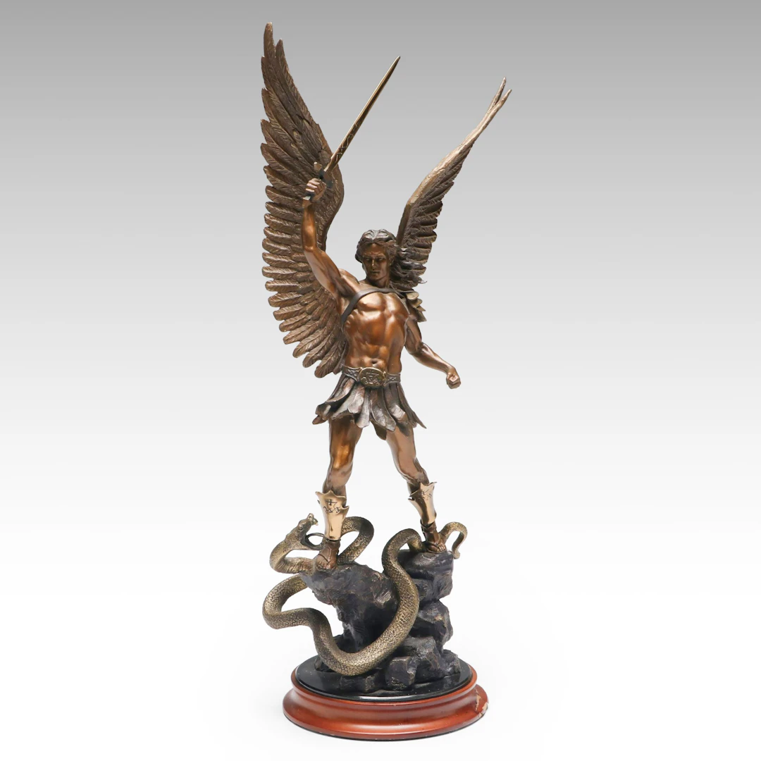 Franklin Mint "Michael the Defender of God" Cast Bronze Statue by Ruth Thompson