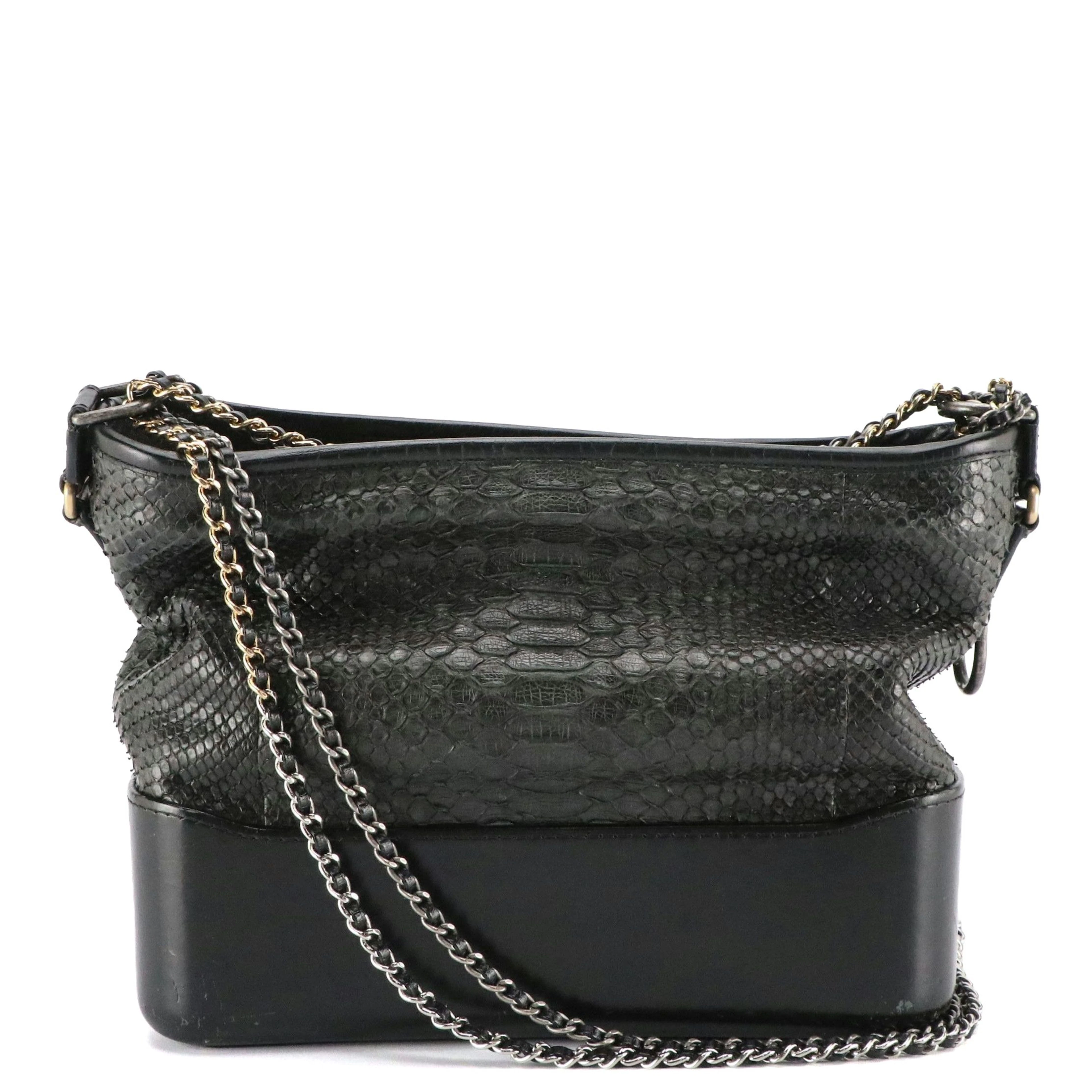 Chanel Gabrielle Mixed Metals Medium Hobo Bag in Black Python Snakeskin