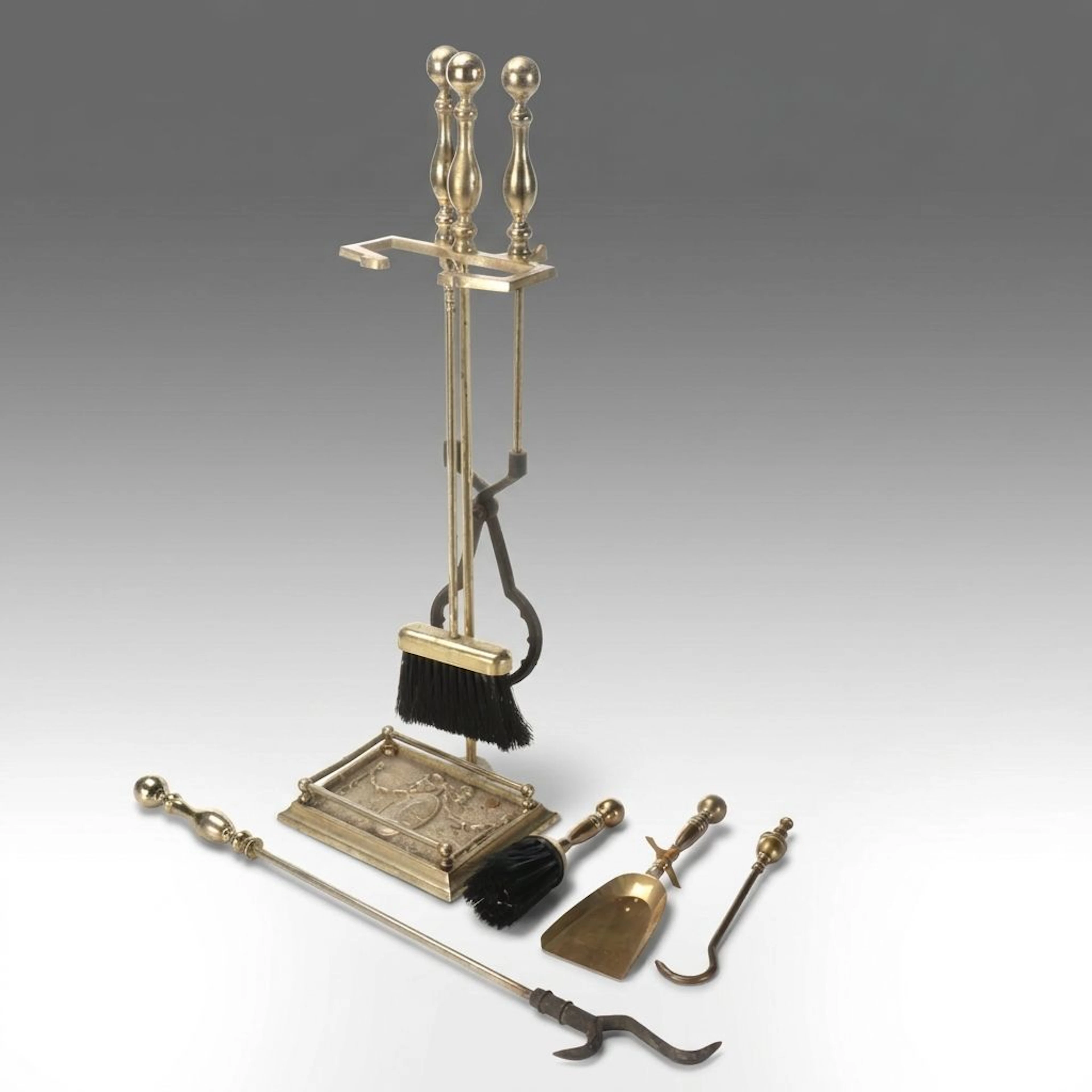 Federal Style Fireplace Tools with Adams Style Stand, Mid to Late 20th Century
