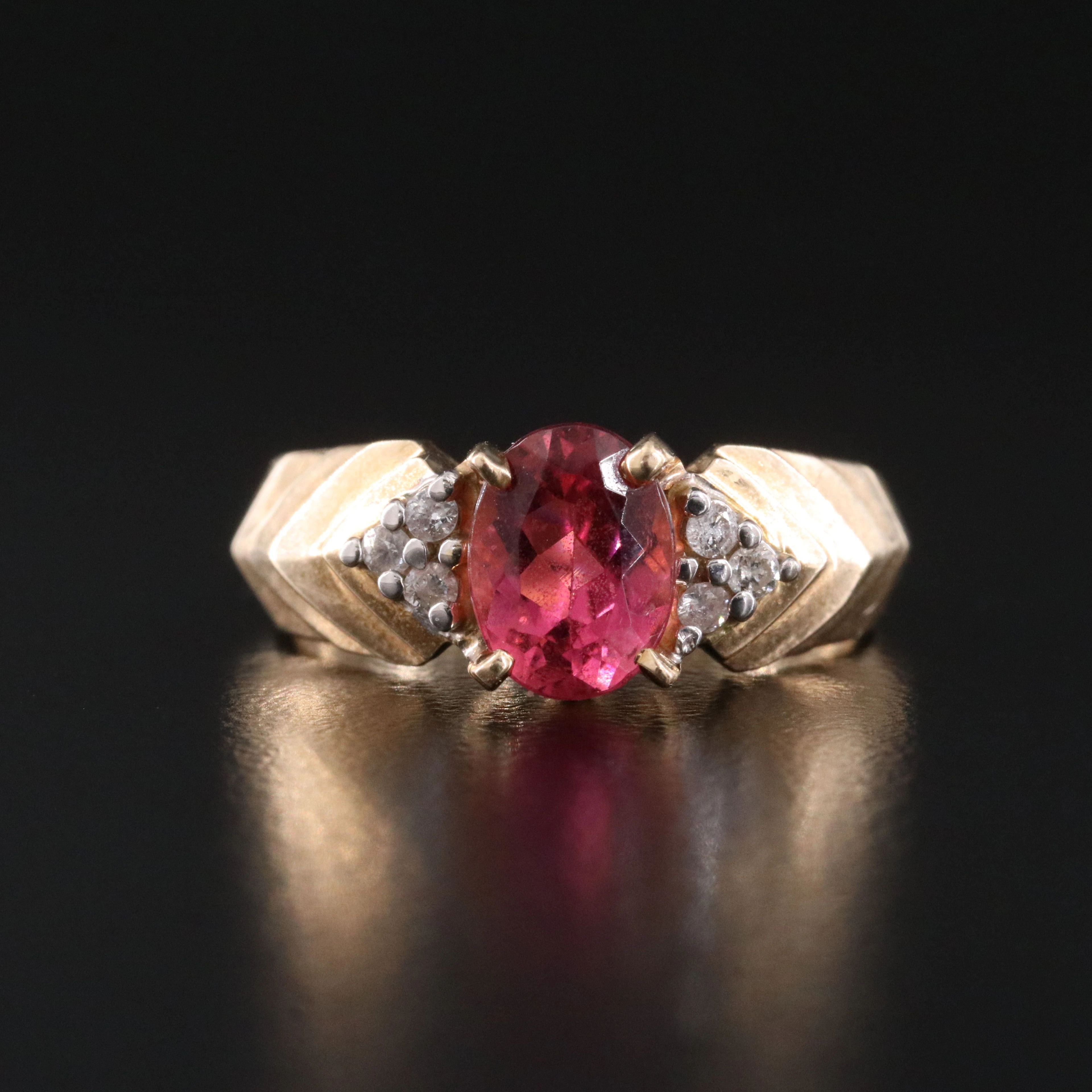 14K Pink Tourmaline and Diamond Ring