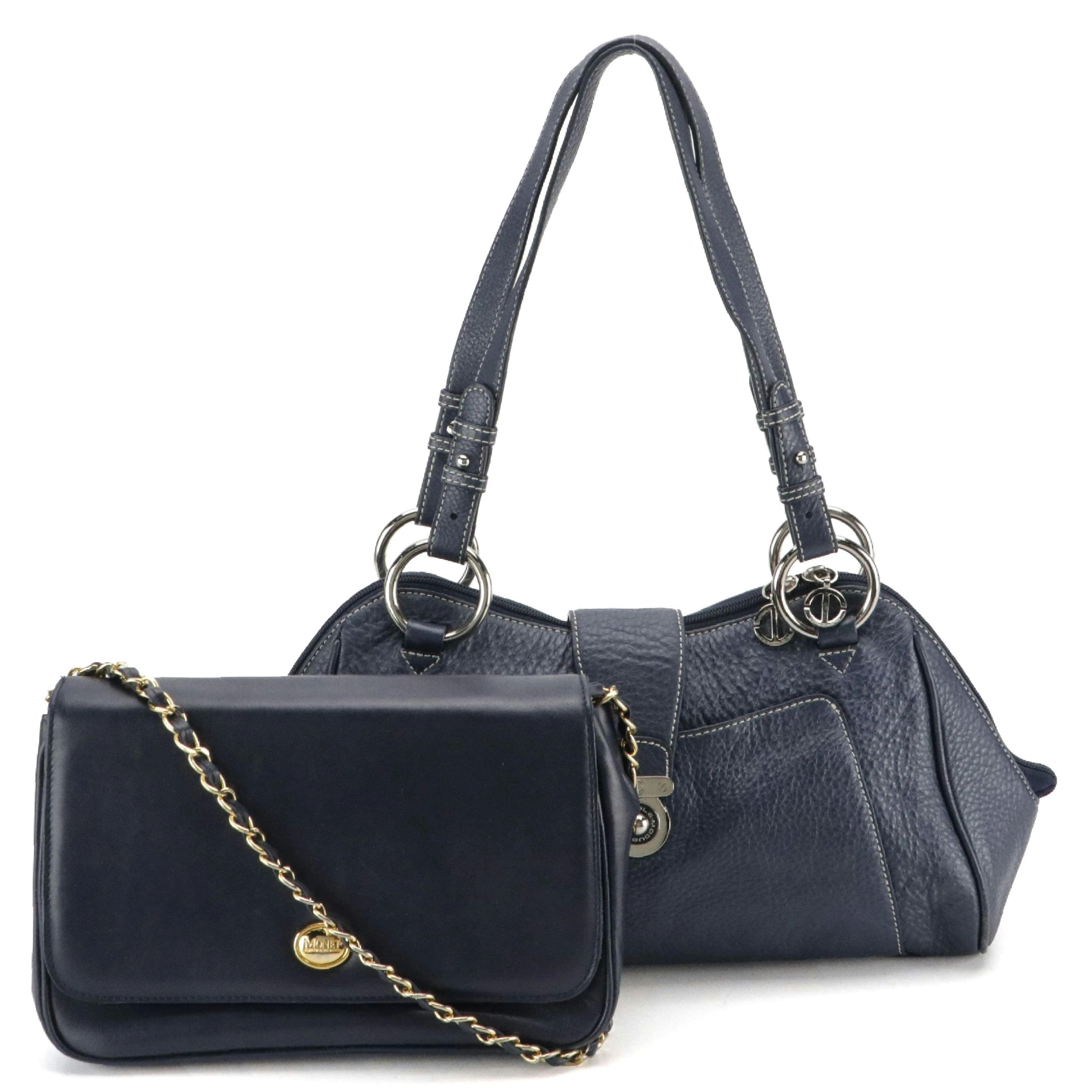 Double M Milano Italy Faux Leather Shoulder Bag, Monet Chain Strap Crossbody