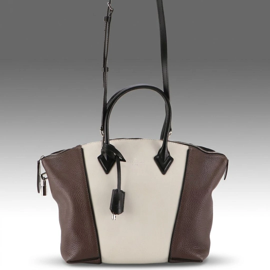 Louis Vuitton Bicolor Taurillon Soft Lockit PM Bag in Brun/Blanc