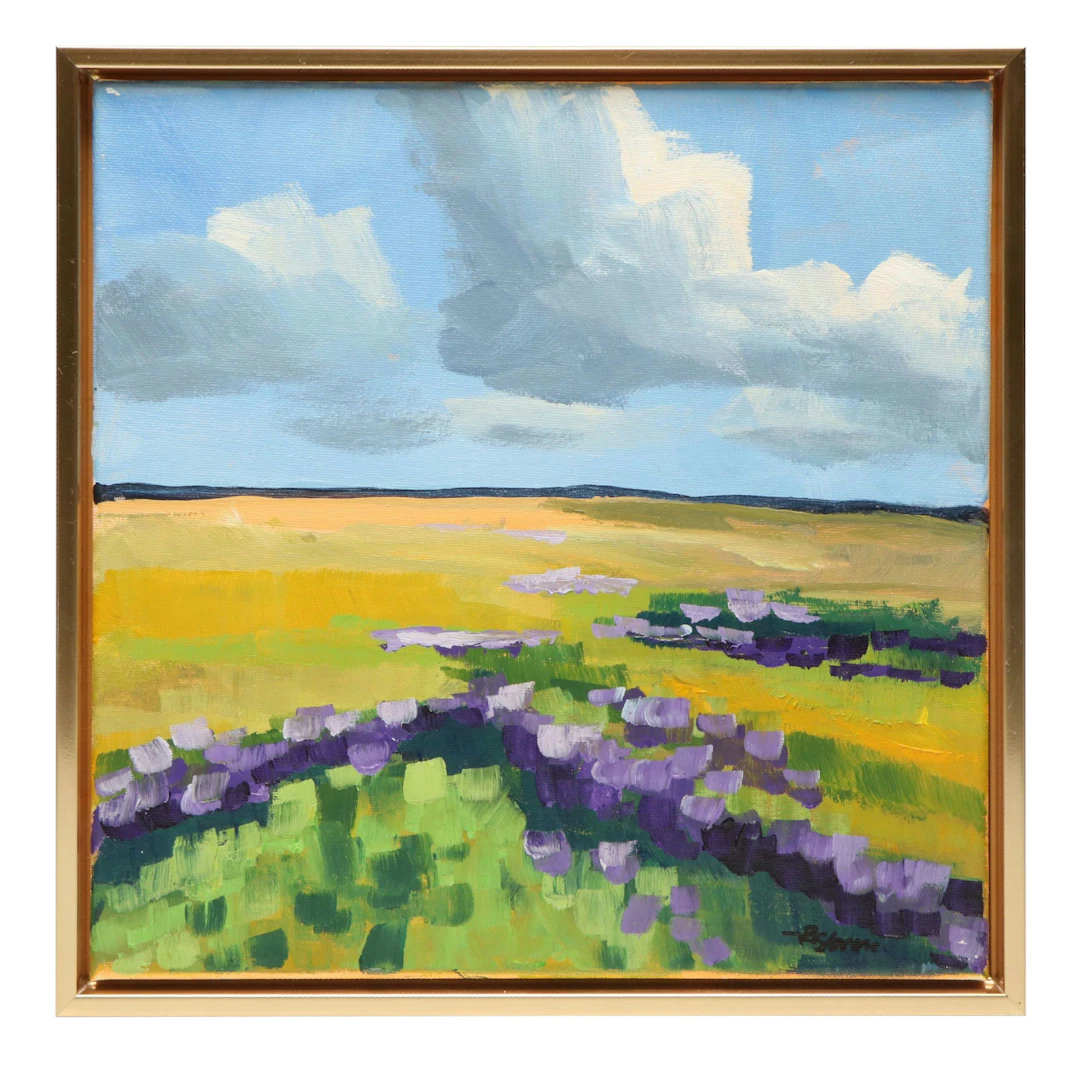 Rachel Stevens Impressionistic Acrylic Painting of Floral Landscape