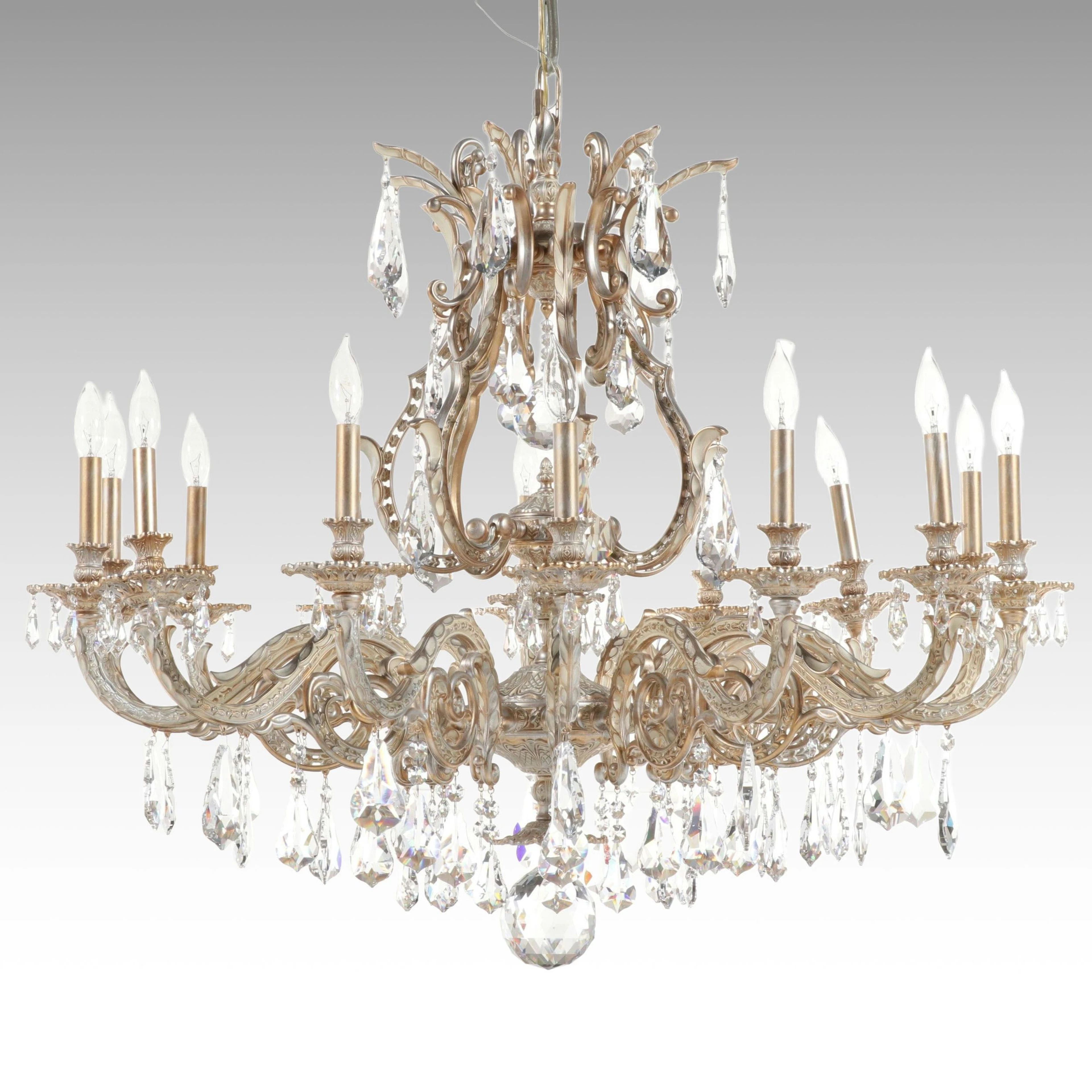 Rococo Revival Style Gold and Silver Gilt Crystal Chandelier, 21st Century