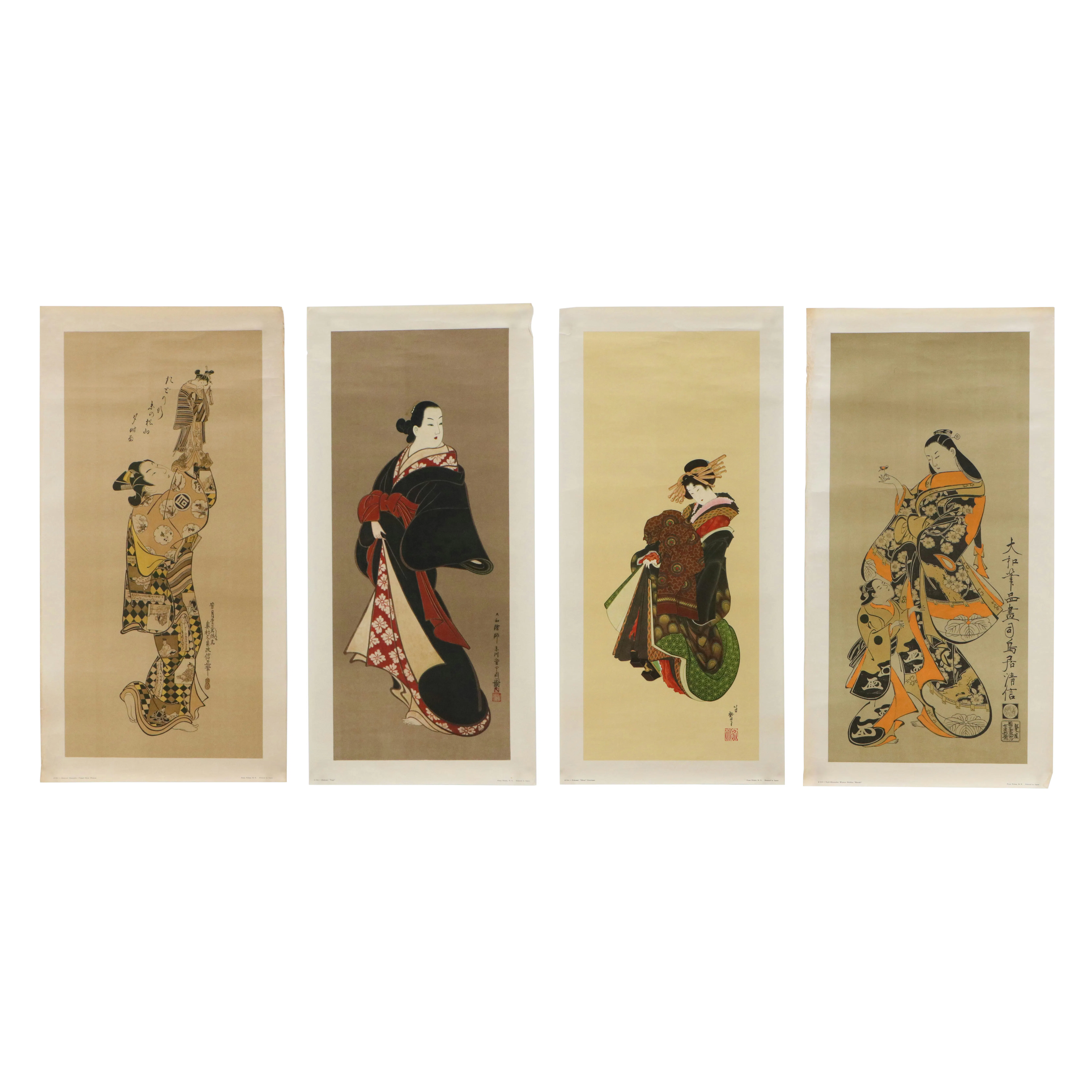 After Katsushika Hokusai and Others Ukiyo-e Style Offset Lithograph Prints