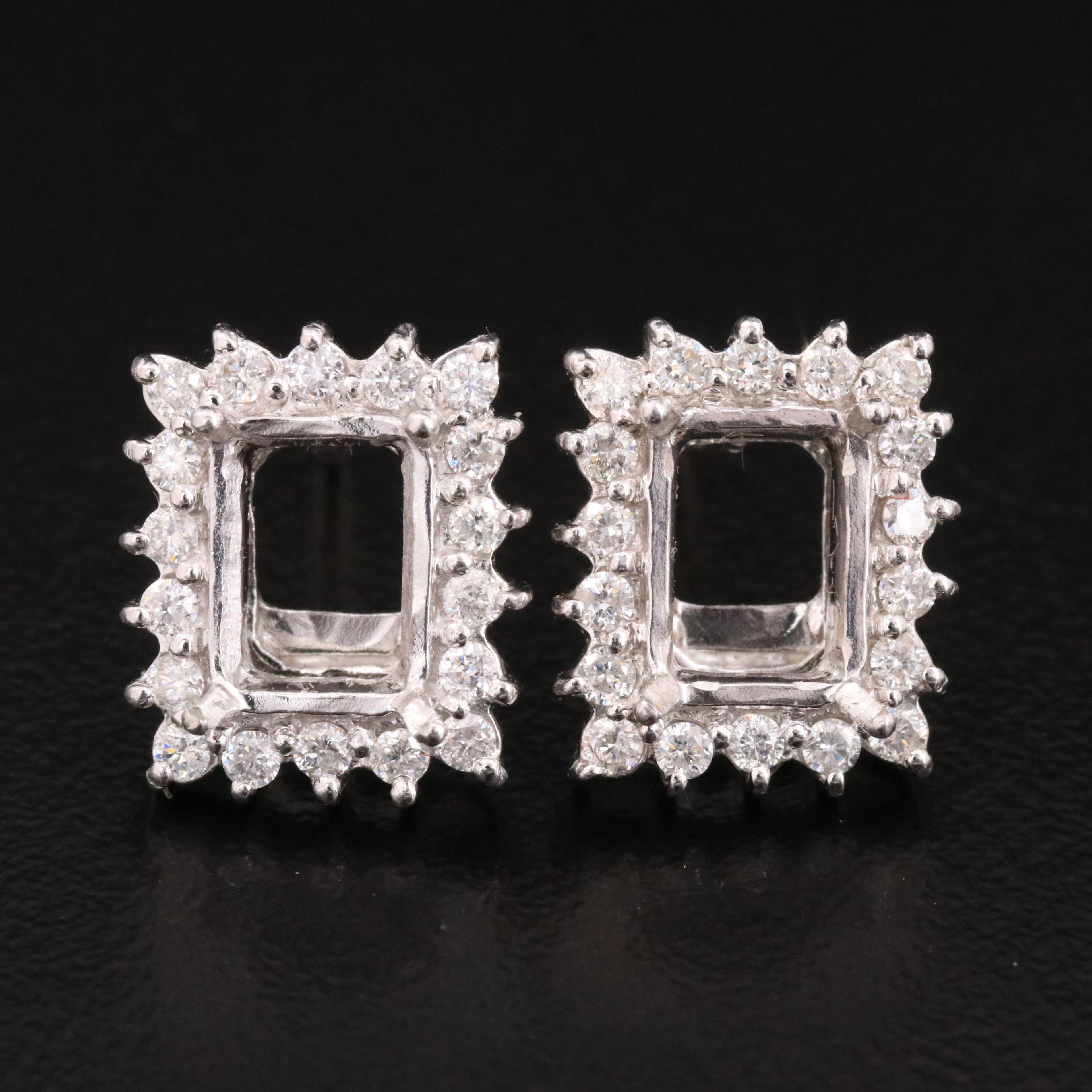 Platinum 0.61 CTW Diamond Earring Semi-Mountings