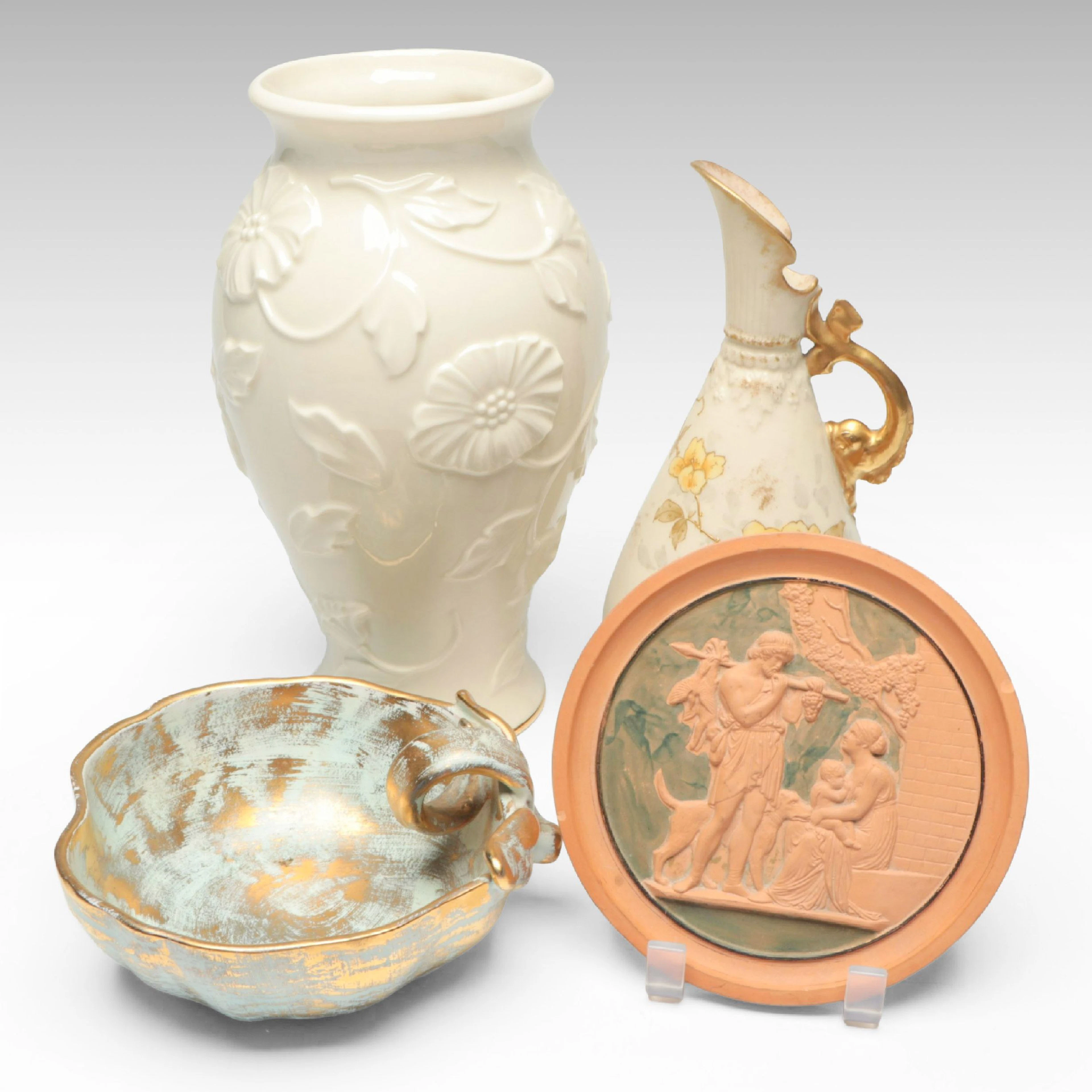 P. Ipsen Terracotta Plaque with Lenox Ivory China Vase, Stangl Pottery and More