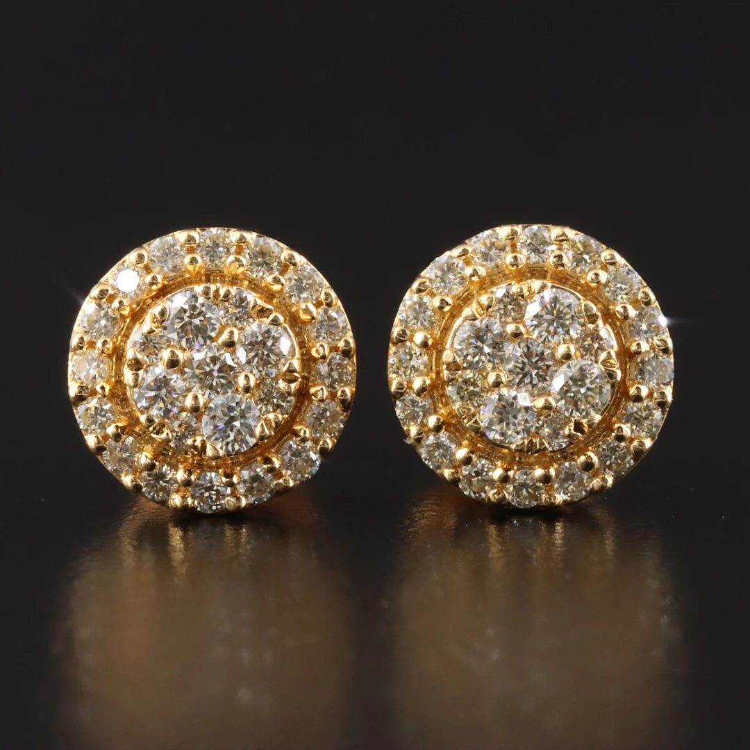 10K 0.72 CTW Diamond Cluster Earrings