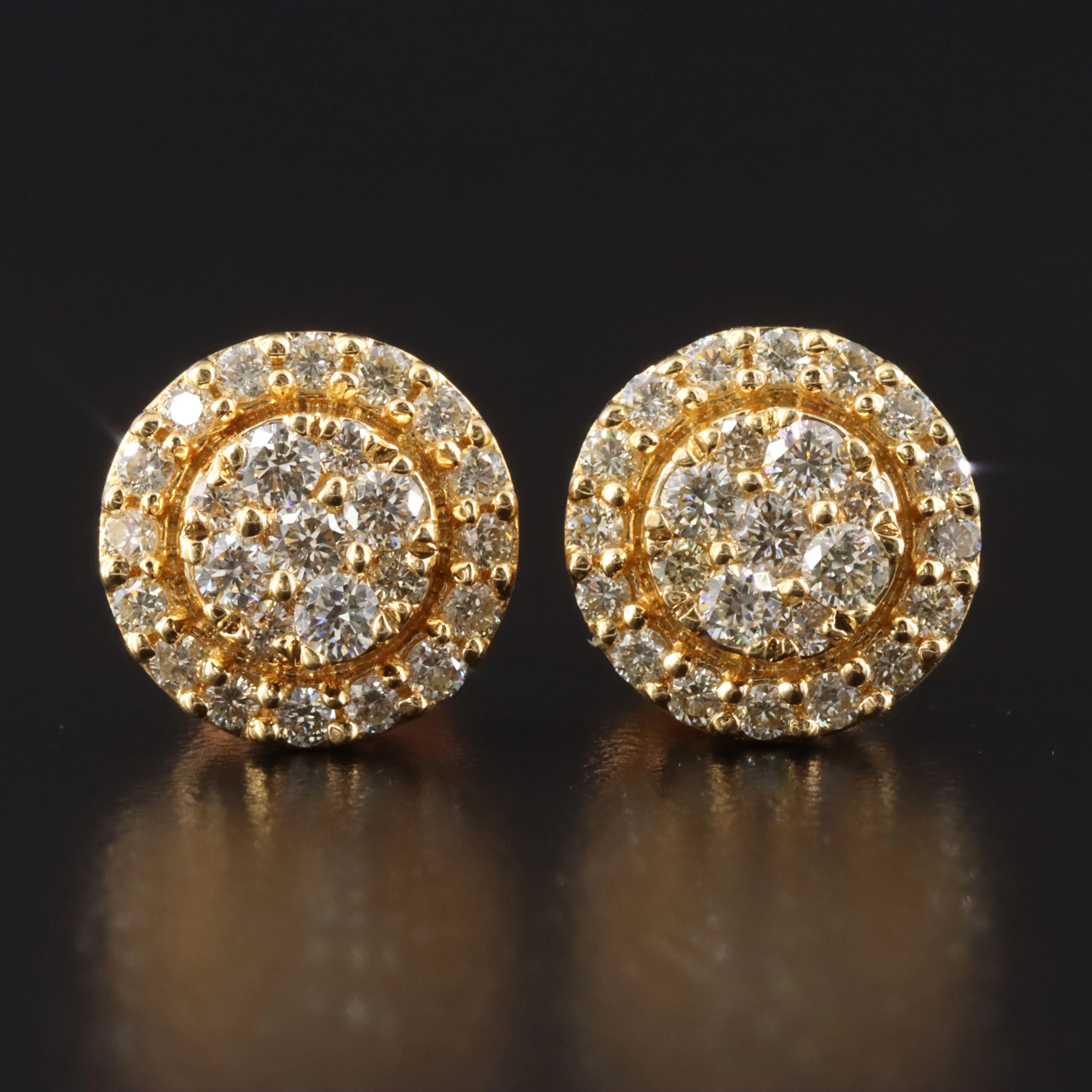10K 0.72 CTW Diamond Cluster Earrings