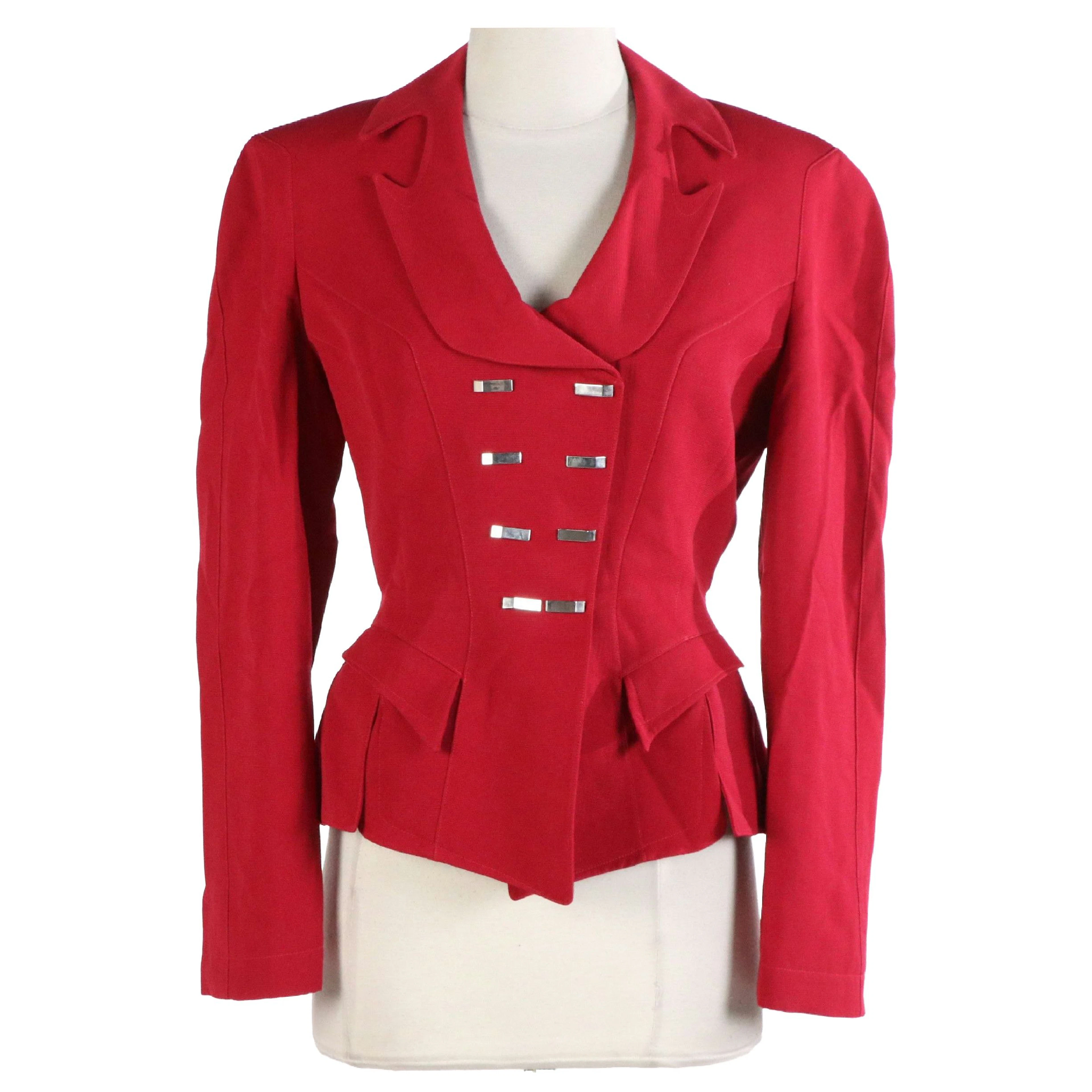 Thierry Mugler Vintage Red Tailored Wool Blazer, Circa 1990