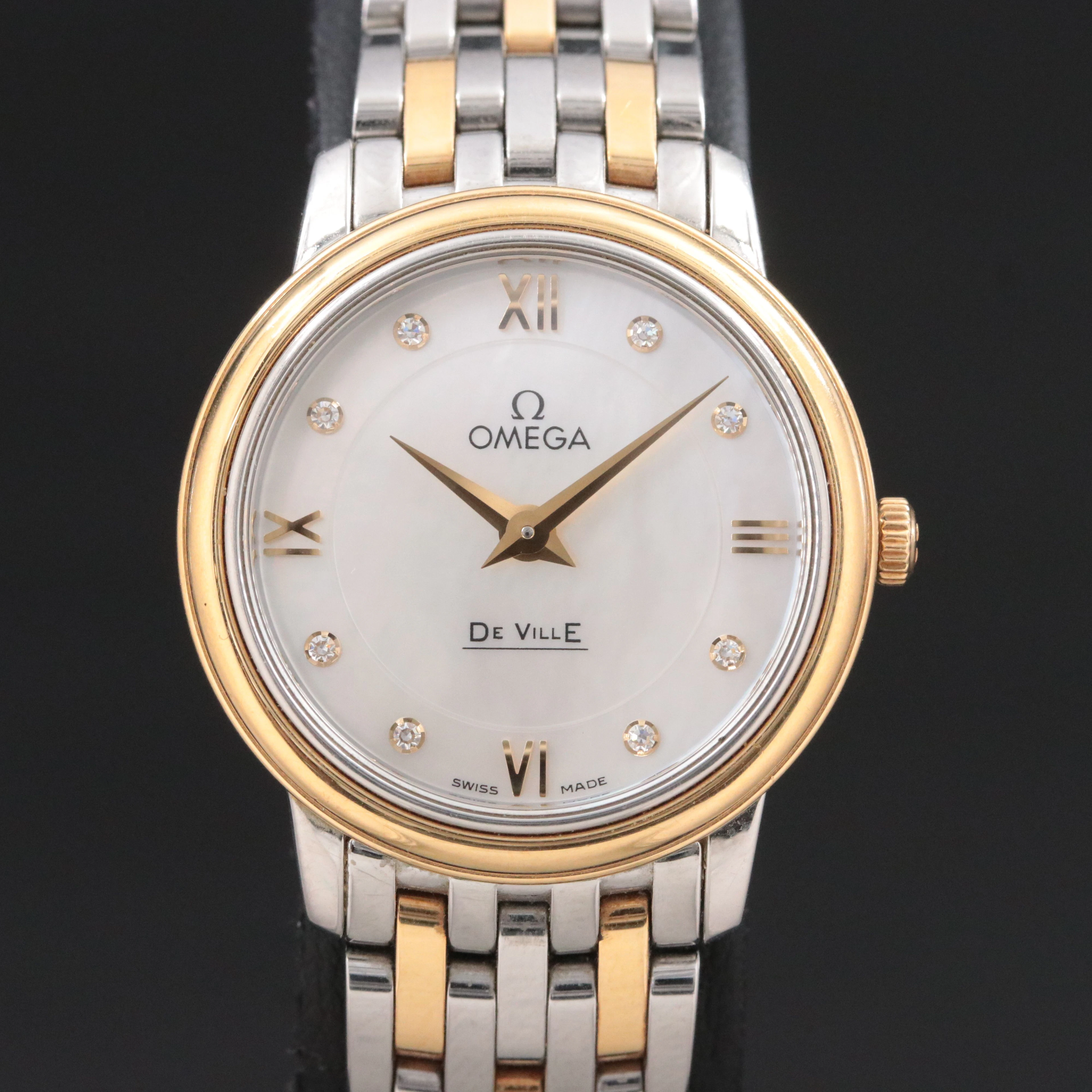 Omega DeVille Prestige M.O.P. Diamond Dial 18K & Steel Quartz Watch