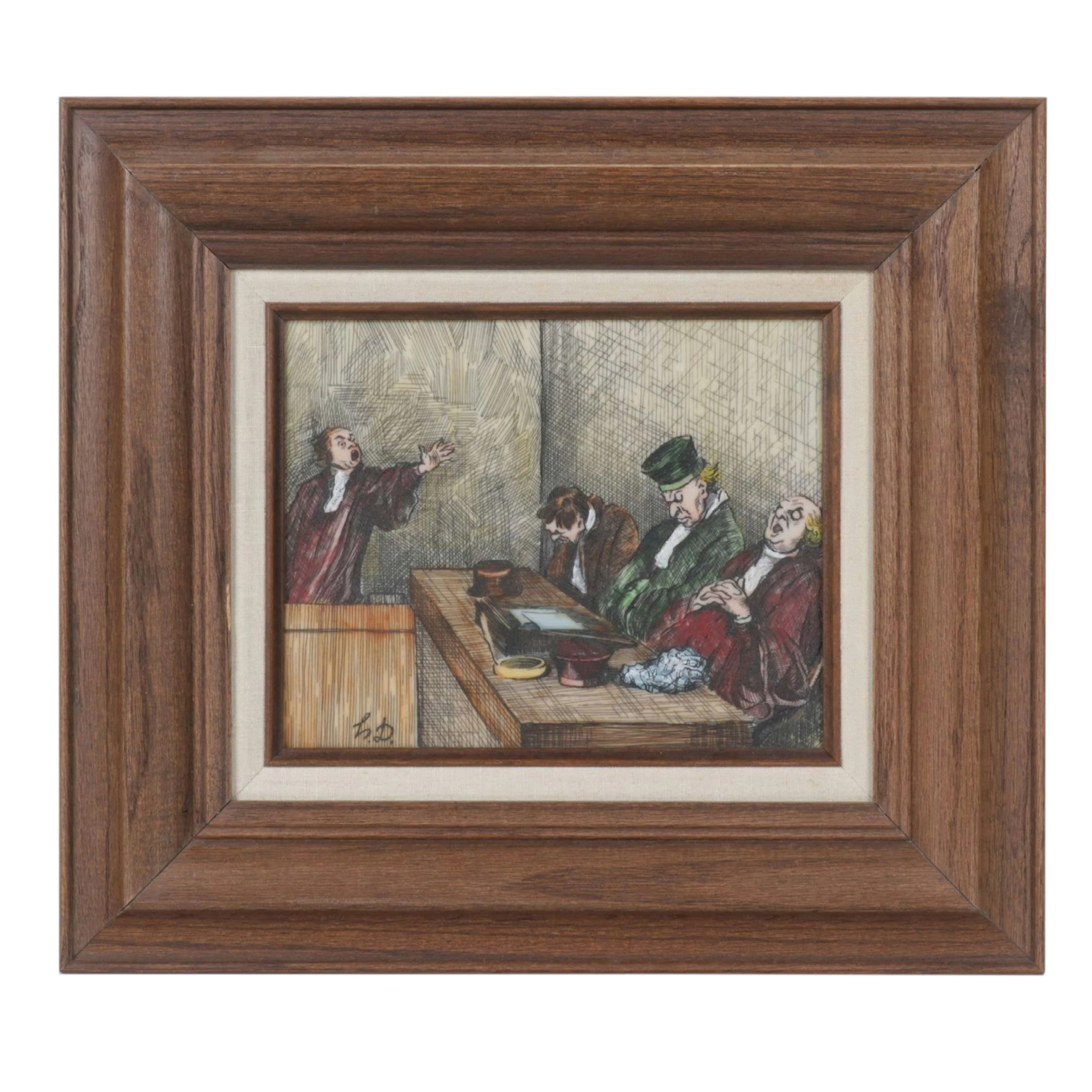 After Honore Daumier "The People of Justice" Etching, 1940's