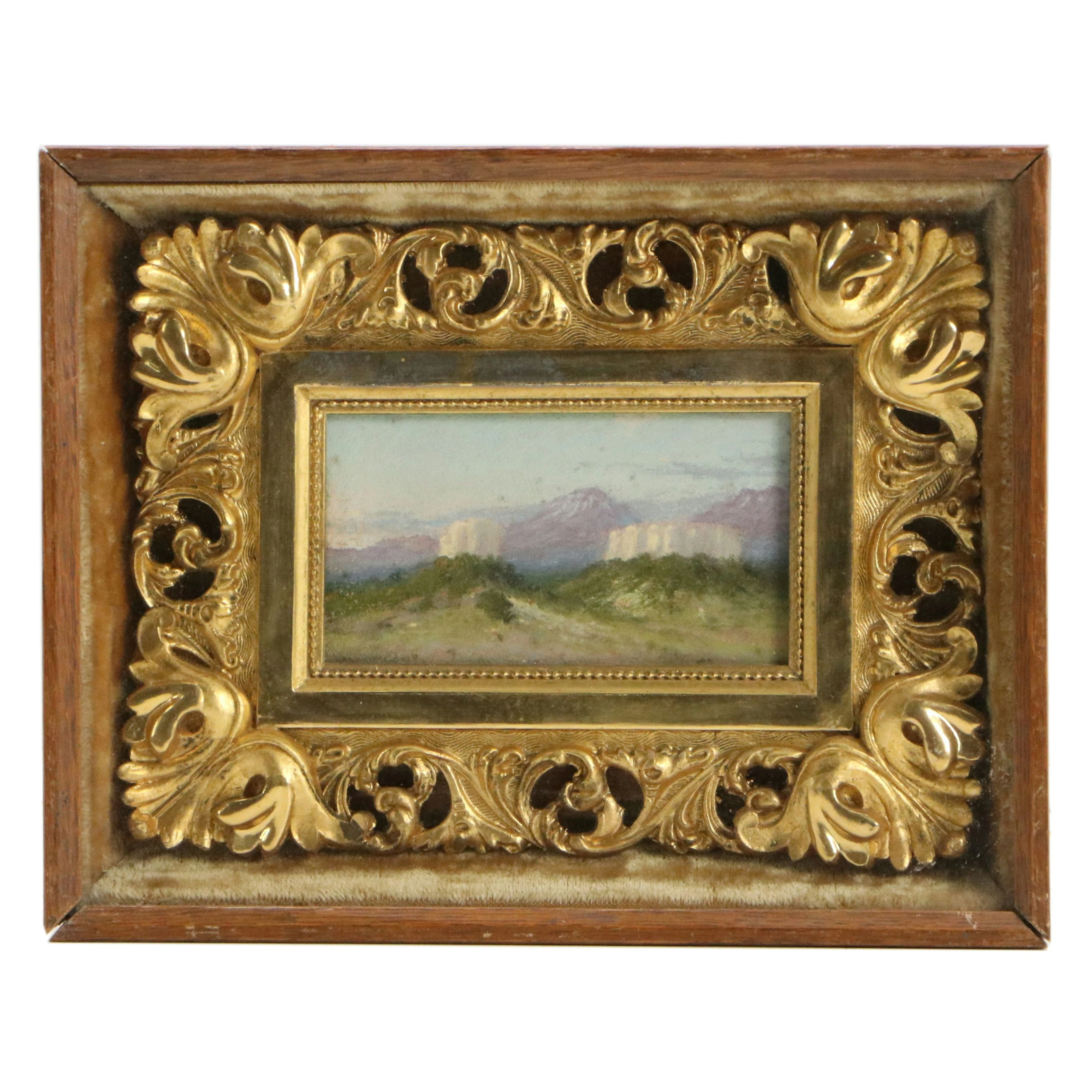 Western American Landscape Pastel Drawing, Late 19th Century