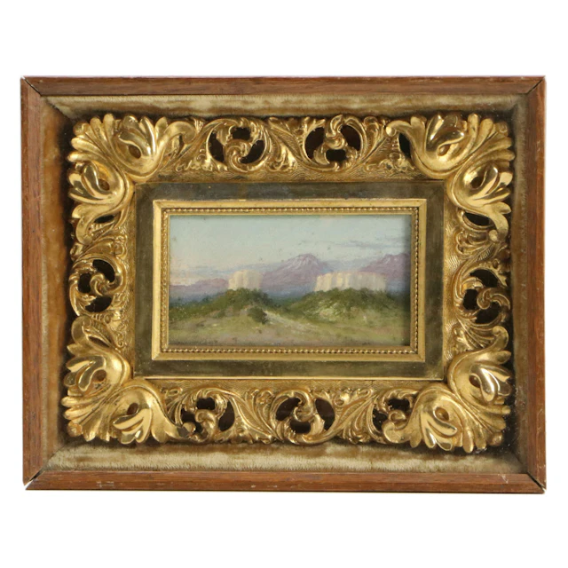 Western American Landscape Pastel Drawing, Late 19th Century