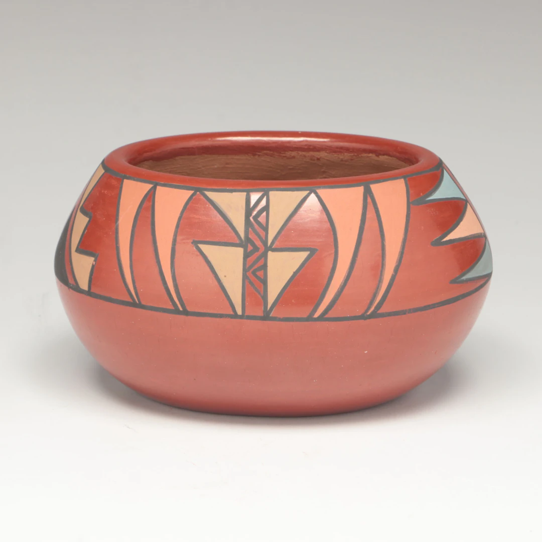 Flora Naranjo Santa Clara Pueblo Polychrome Pottery Vessel