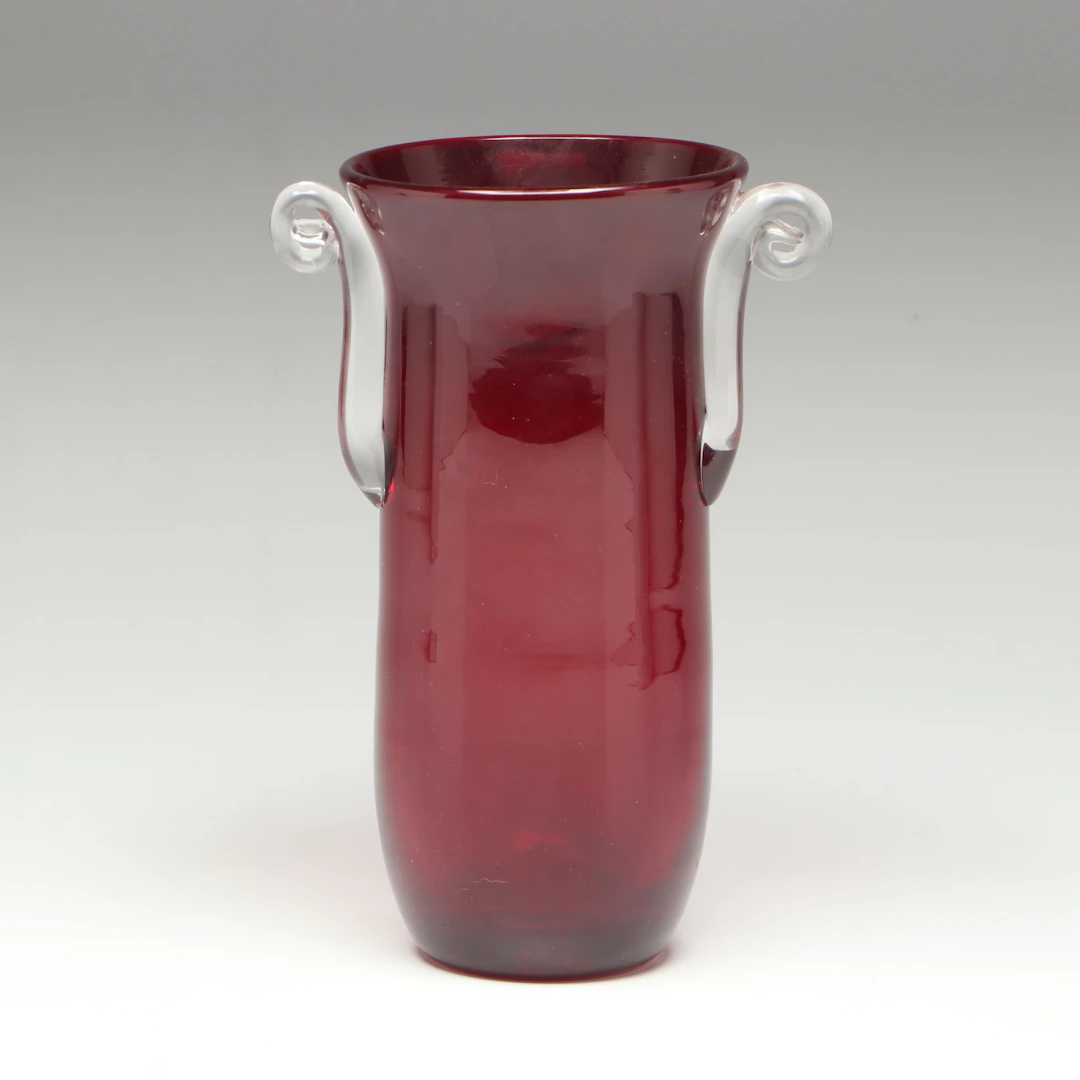Handblown Blenko Lugged Glass Vase