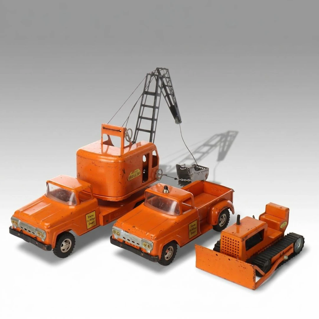 Tonka Pressed Steel "State Hi-Way Dept" Machinery, Mid-20th Century