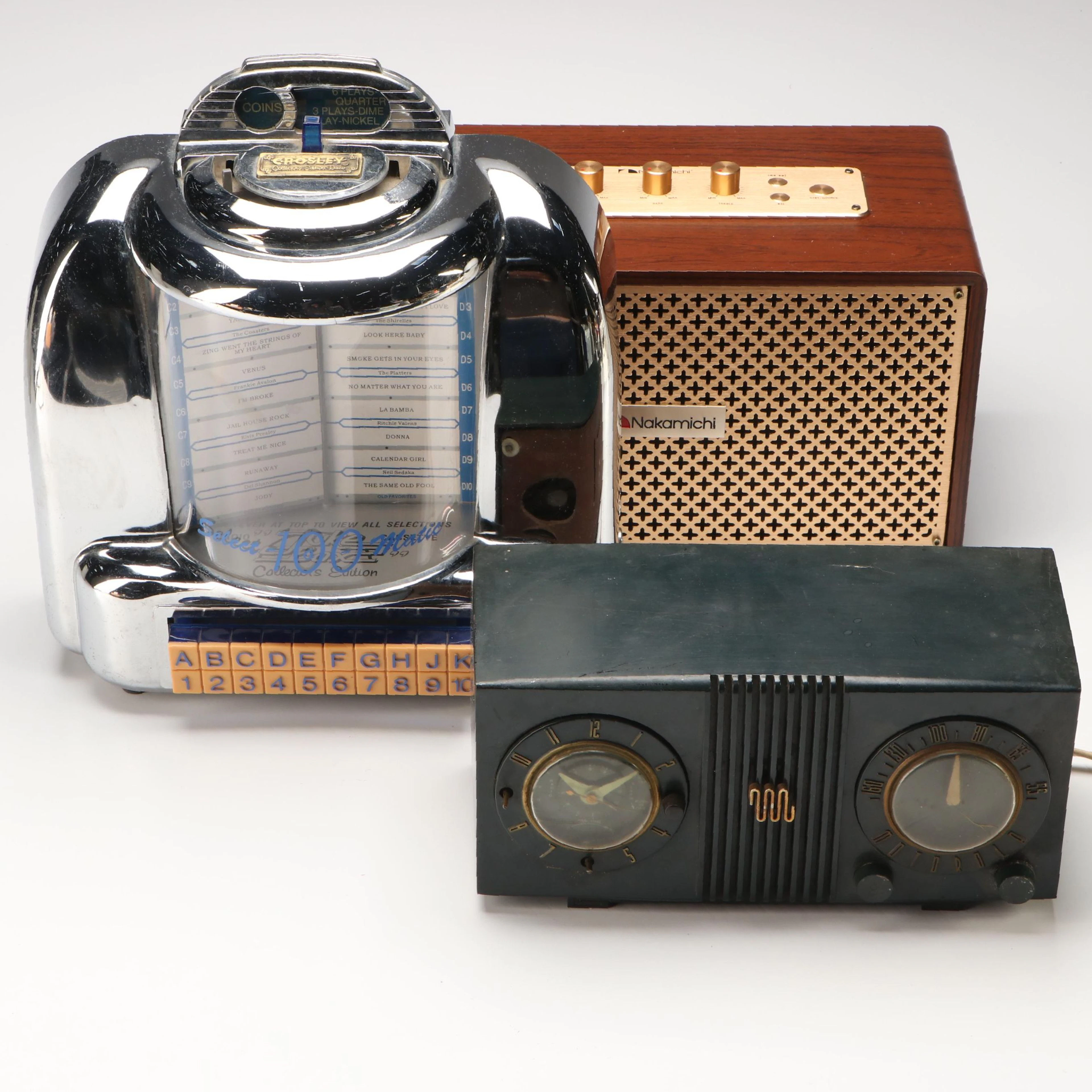 Nakamichi "Jukebox" Bluetooth Speaker with Crosley and Motorola Vintage Radios