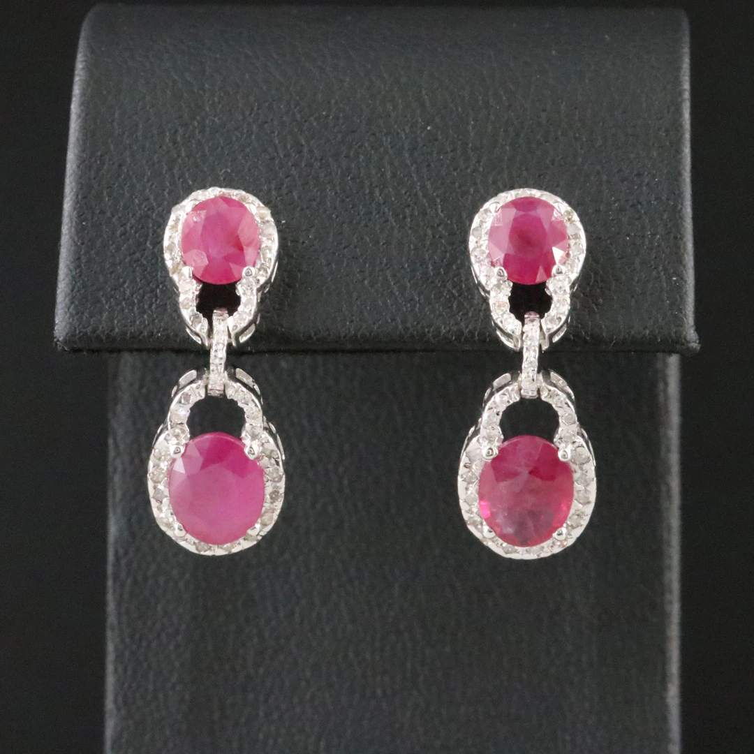 18K Ruby and Diamond Earrings