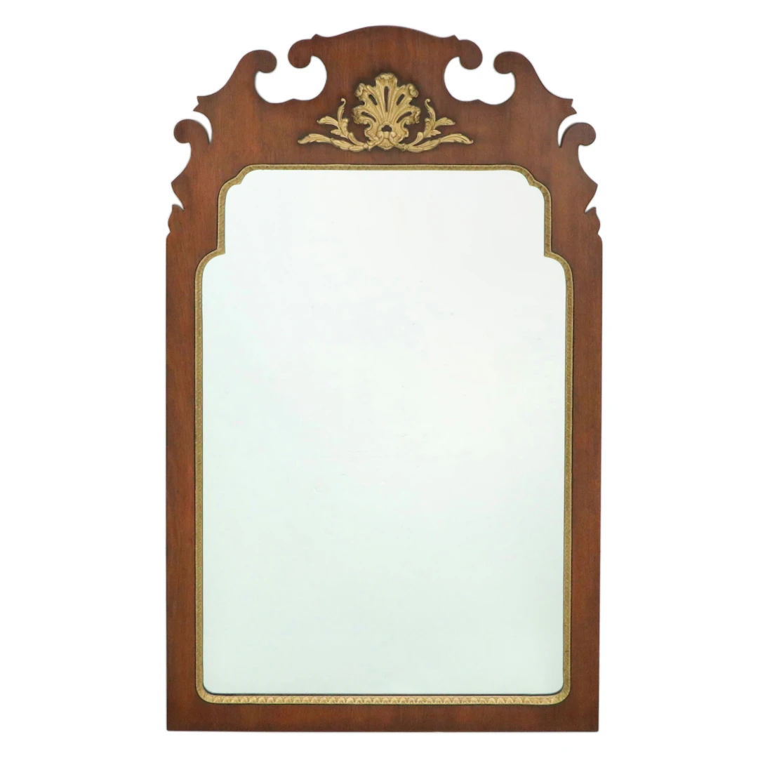 Kindel Furniture Co. Queen Anne Style Parcel Gilt and Mahogany Wall Mirror