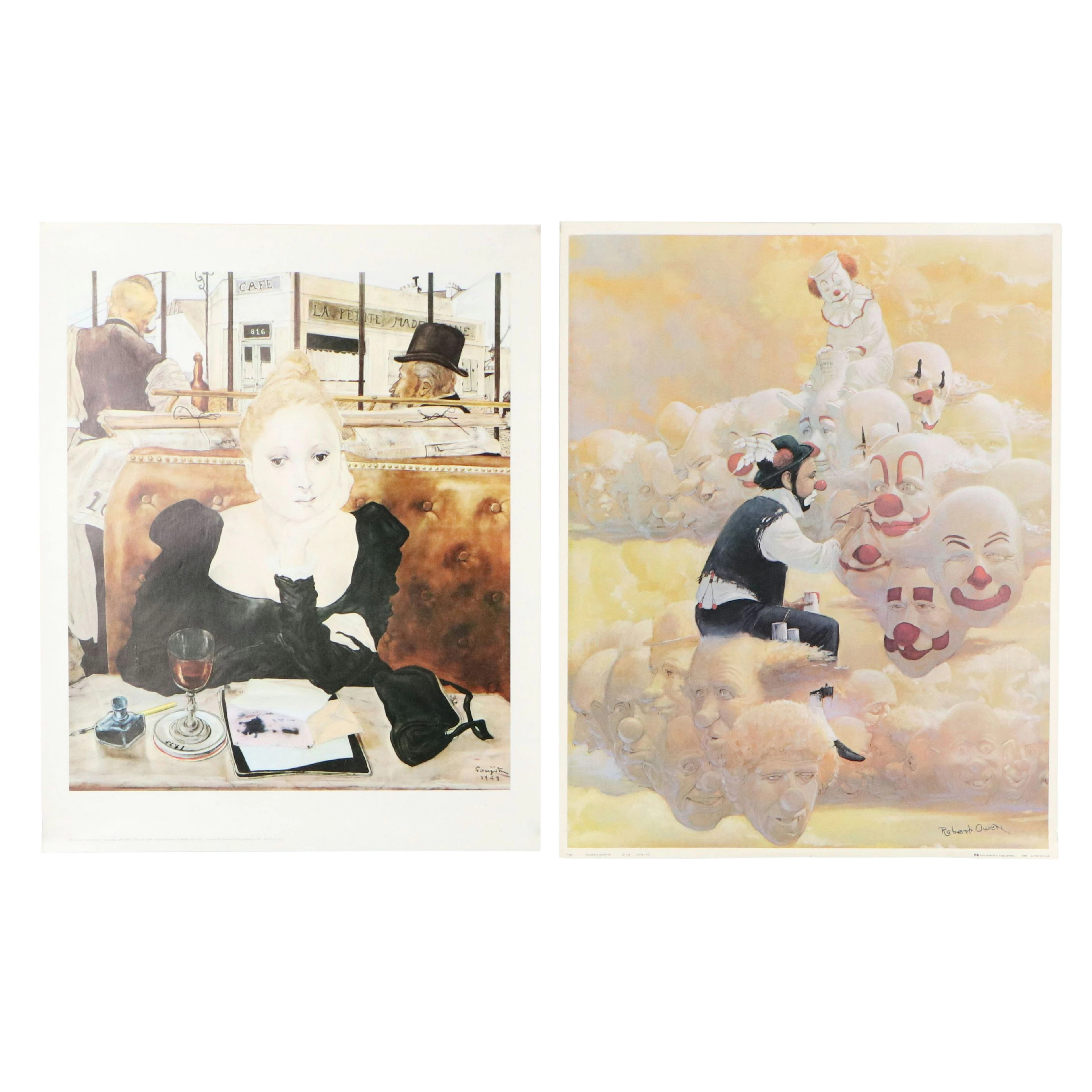 Offset Lithographs After Tsuguharu Foujita and Robert Owen "The Cafe" and Other