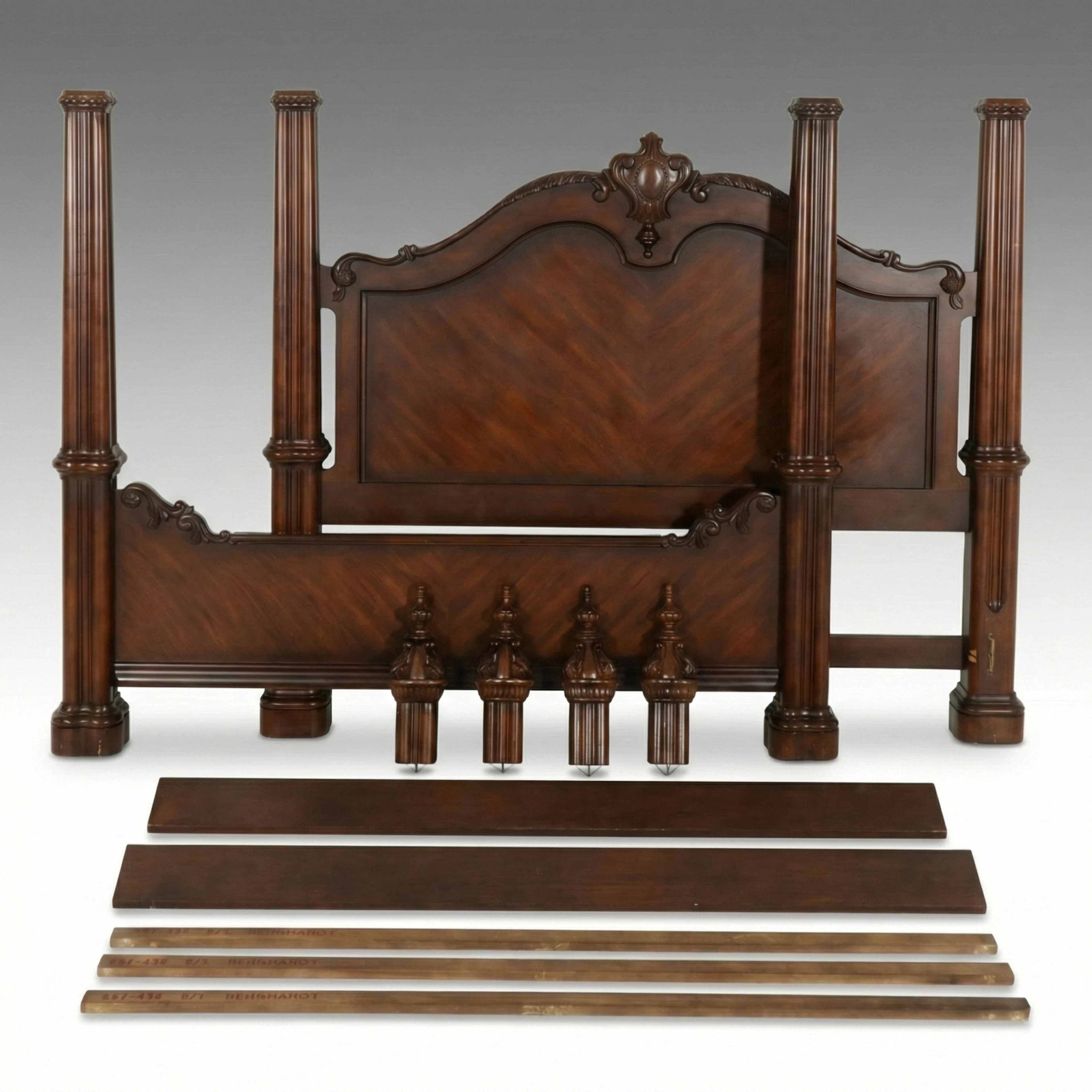 Bernhardt Furniture Neoclassical Mahogany Four Poster King Size Bed Frame