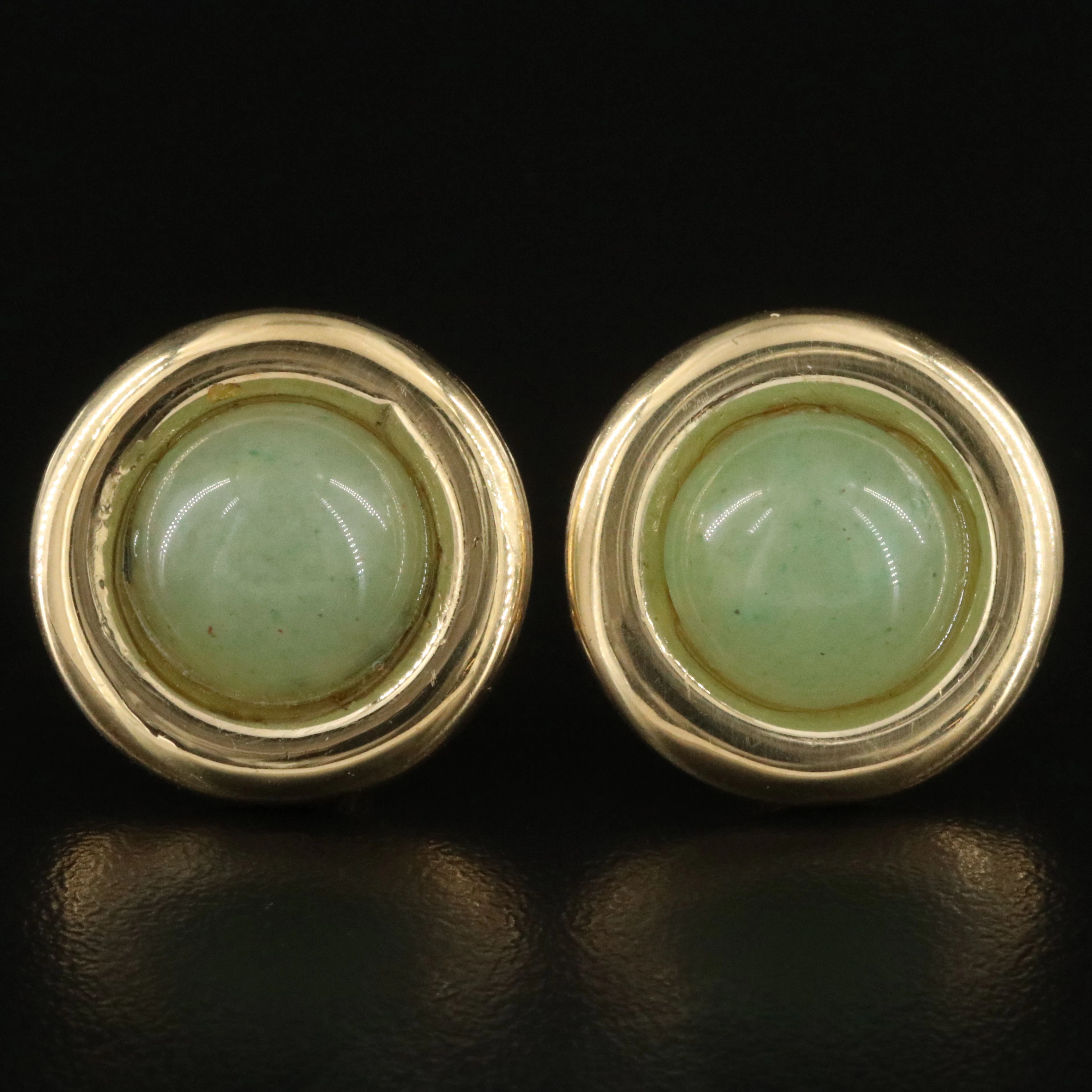 14K Aventurine Button Earrings