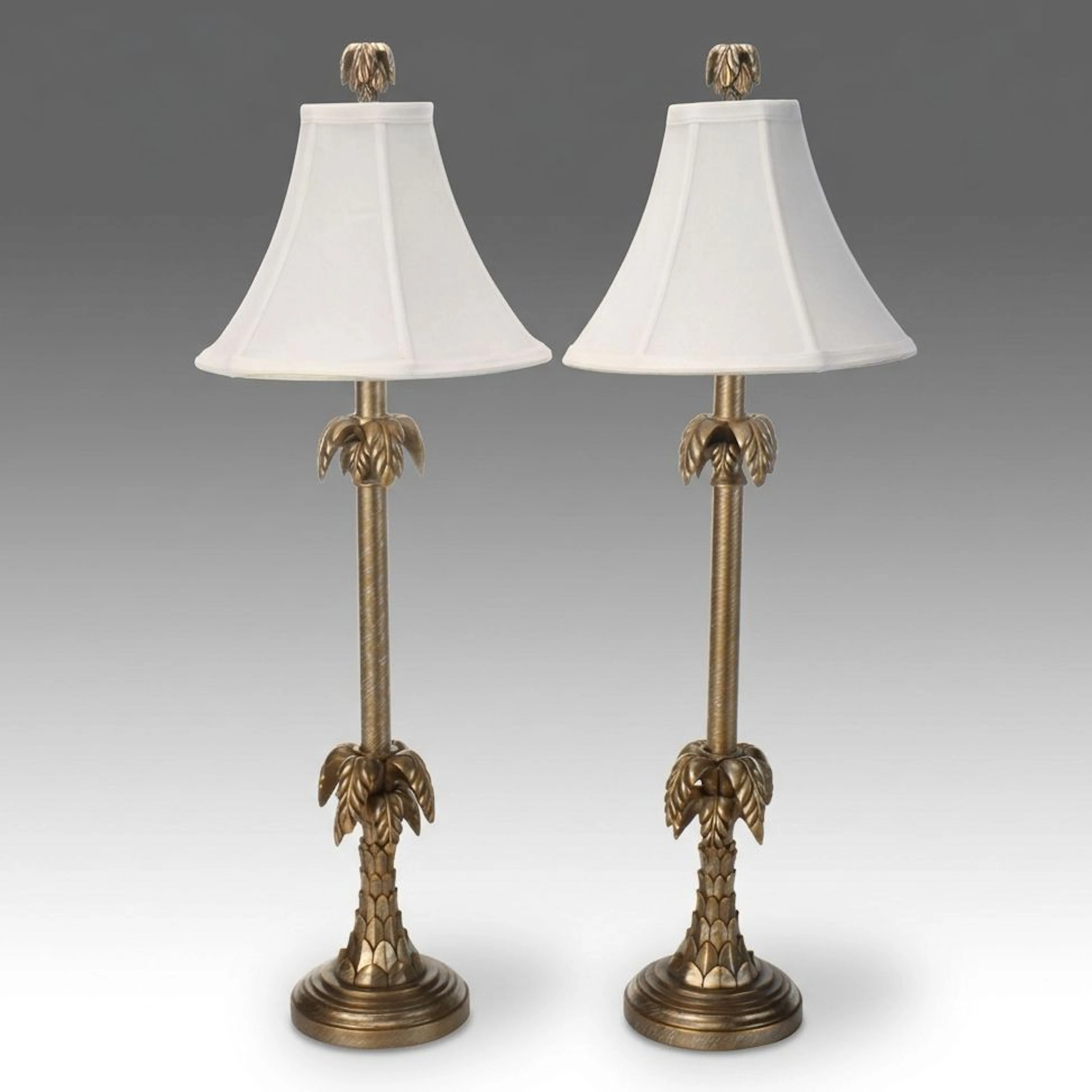 Pair of Hollywood Regency Style Palm Tree Console Lamps