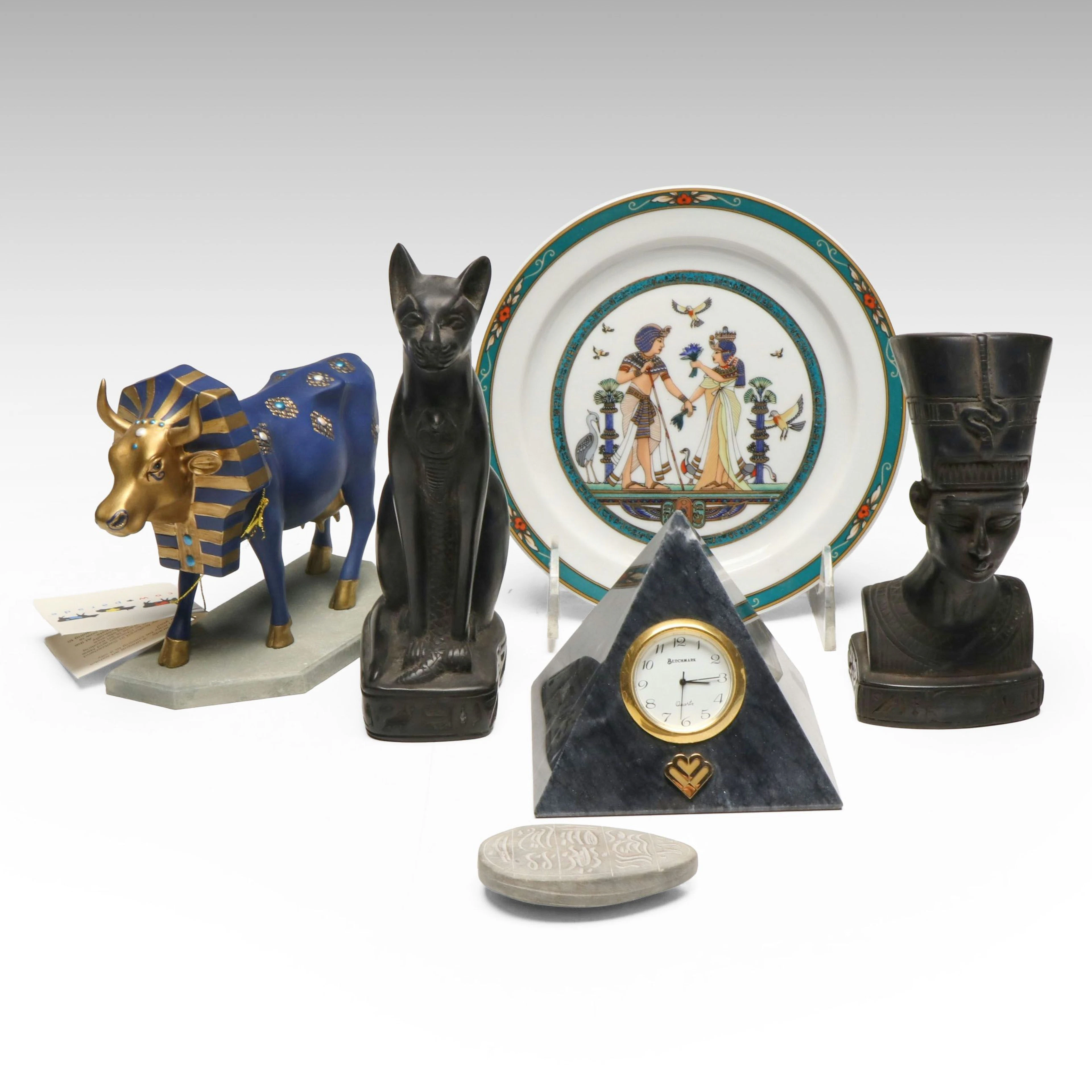 Cow Parade "Tutancowmon" with More Egyptian Style Sculptures and Décor