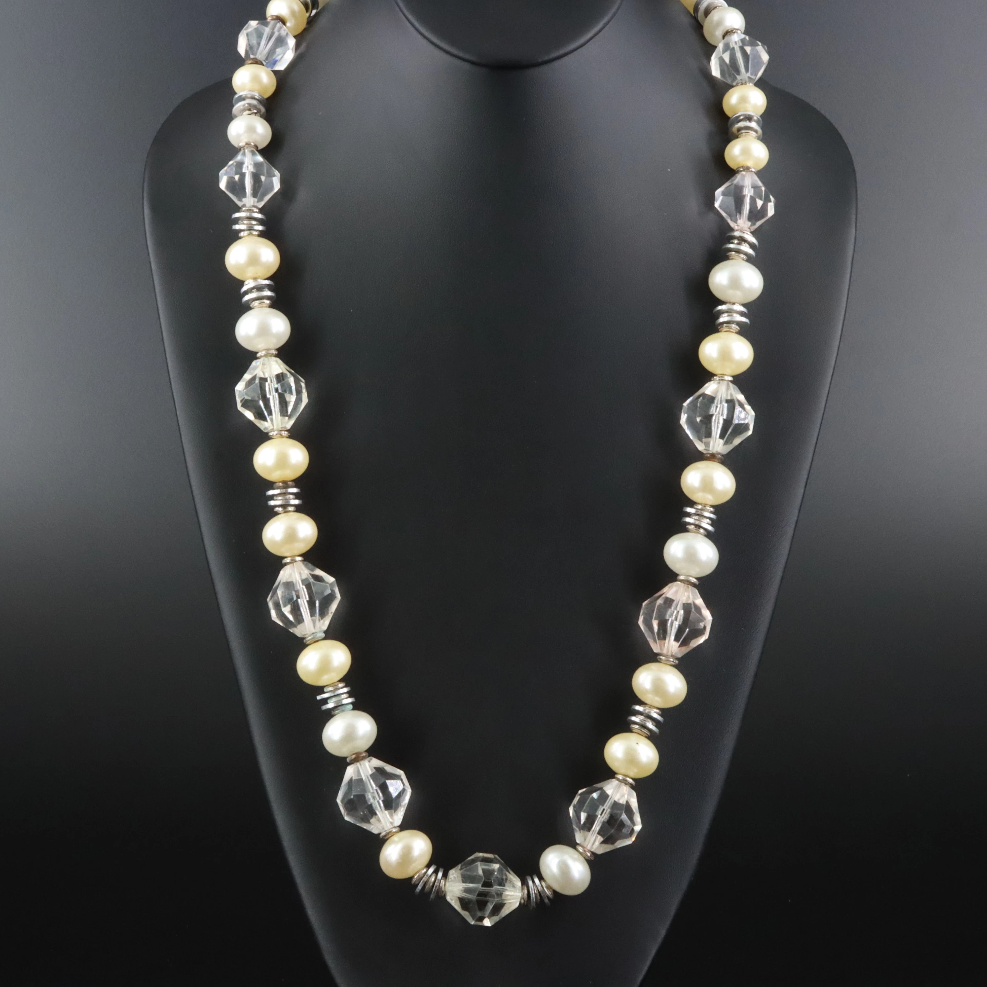 Vintage Miriam Haskell Faux Pearl & Acrylic Bead Necklace, 1970s