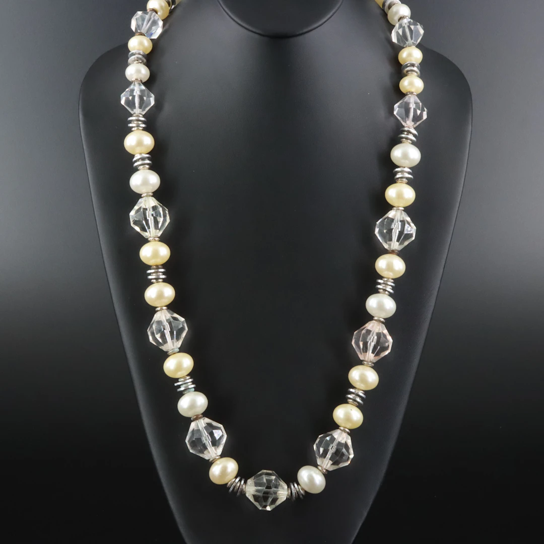 Vintage Miriam Haskell Faux Pearl & Acrylic Bead Necklace, 1970s