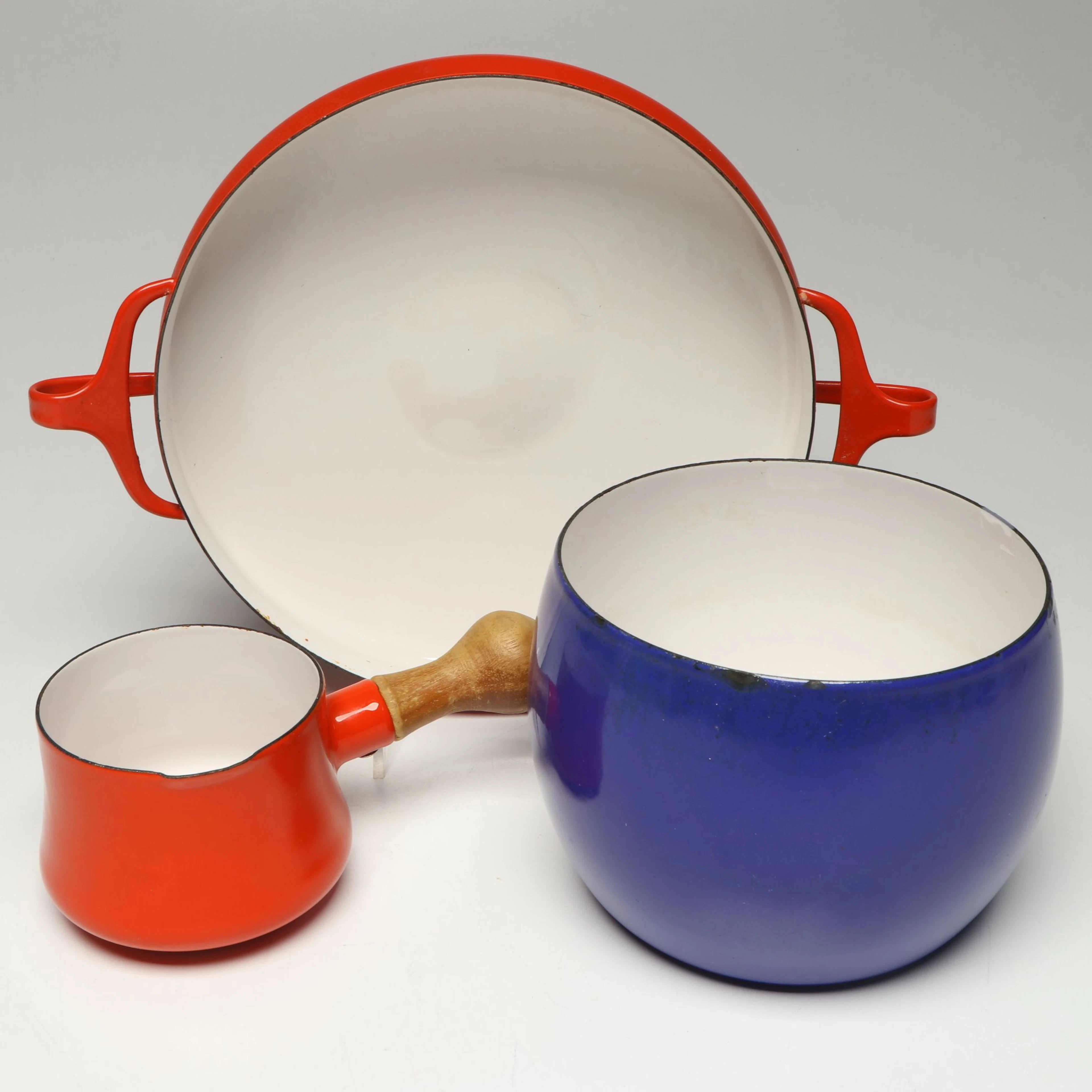 Dansk "Kobenstyle" Enameled Buffet Server, Butter Warmer and Pudding Bowl