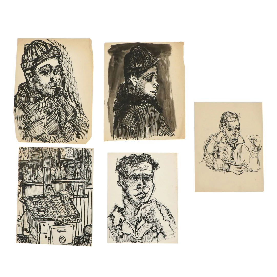 Achillo "Achi" Sullo Ink Drawings of Figure Studies of Boy