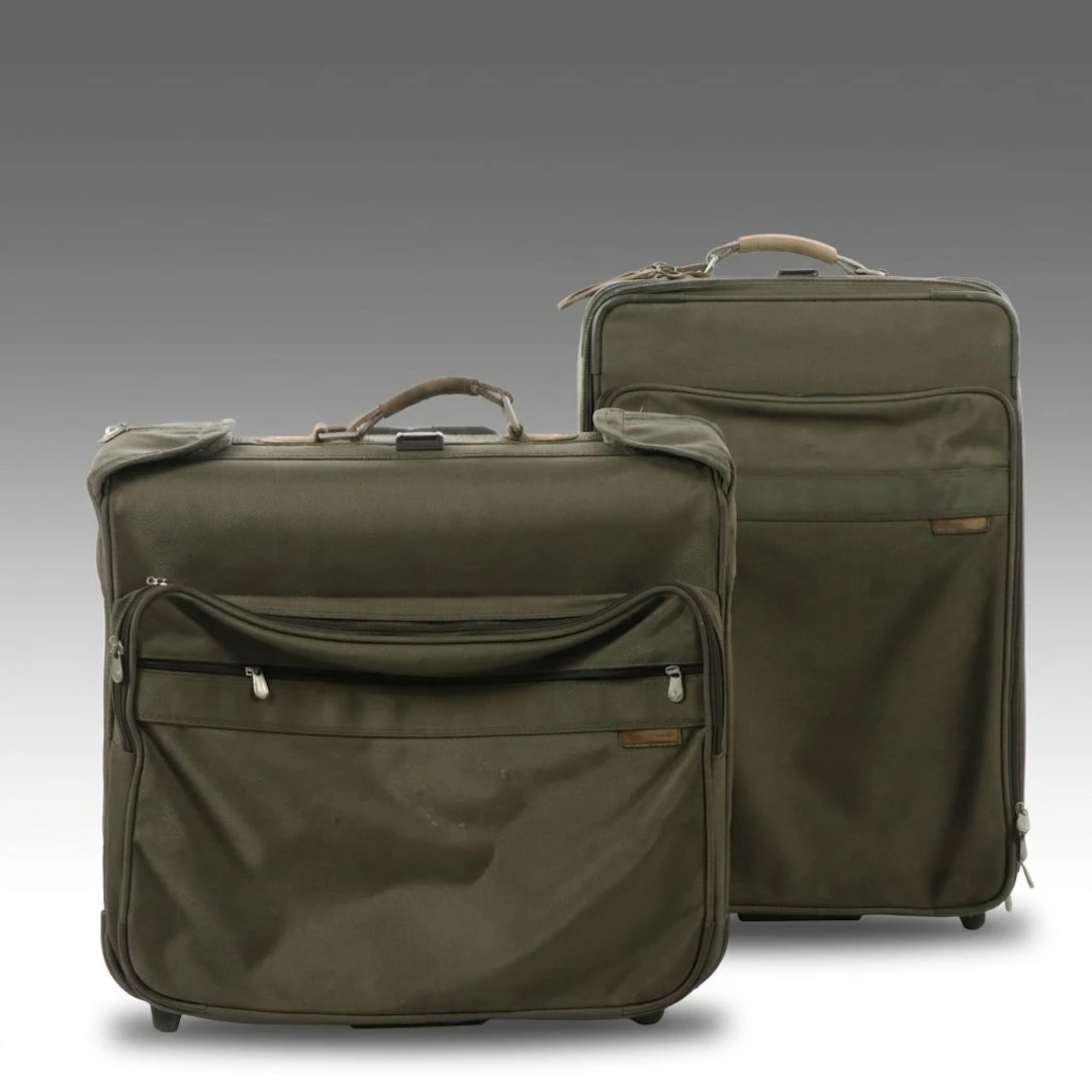 Briggs & Riley Rolling Suitcase Luggage Set in Olive Green Canvas