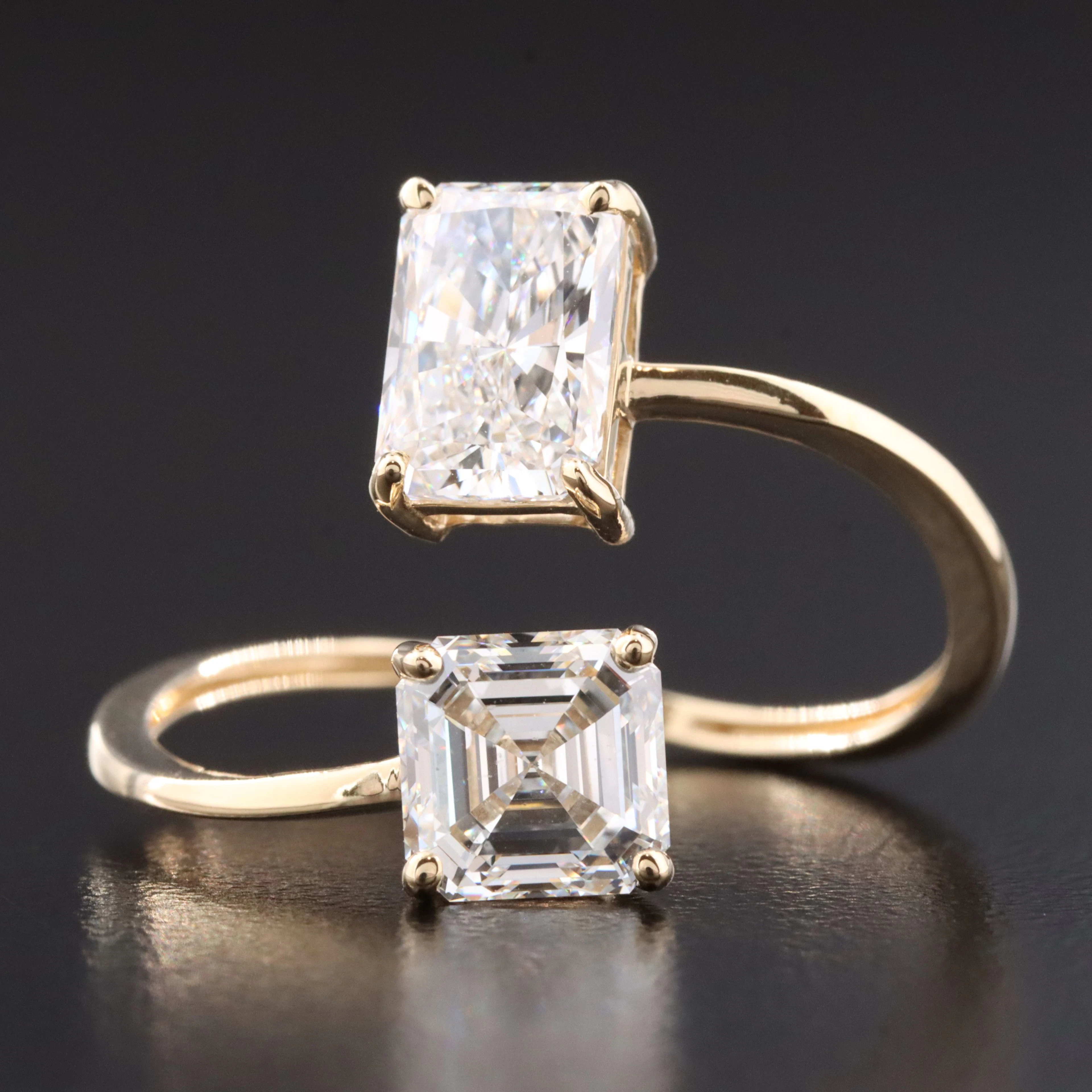 14K 3.04 CTW Lab Grown Diamond Bypass Ring with IGI Reports