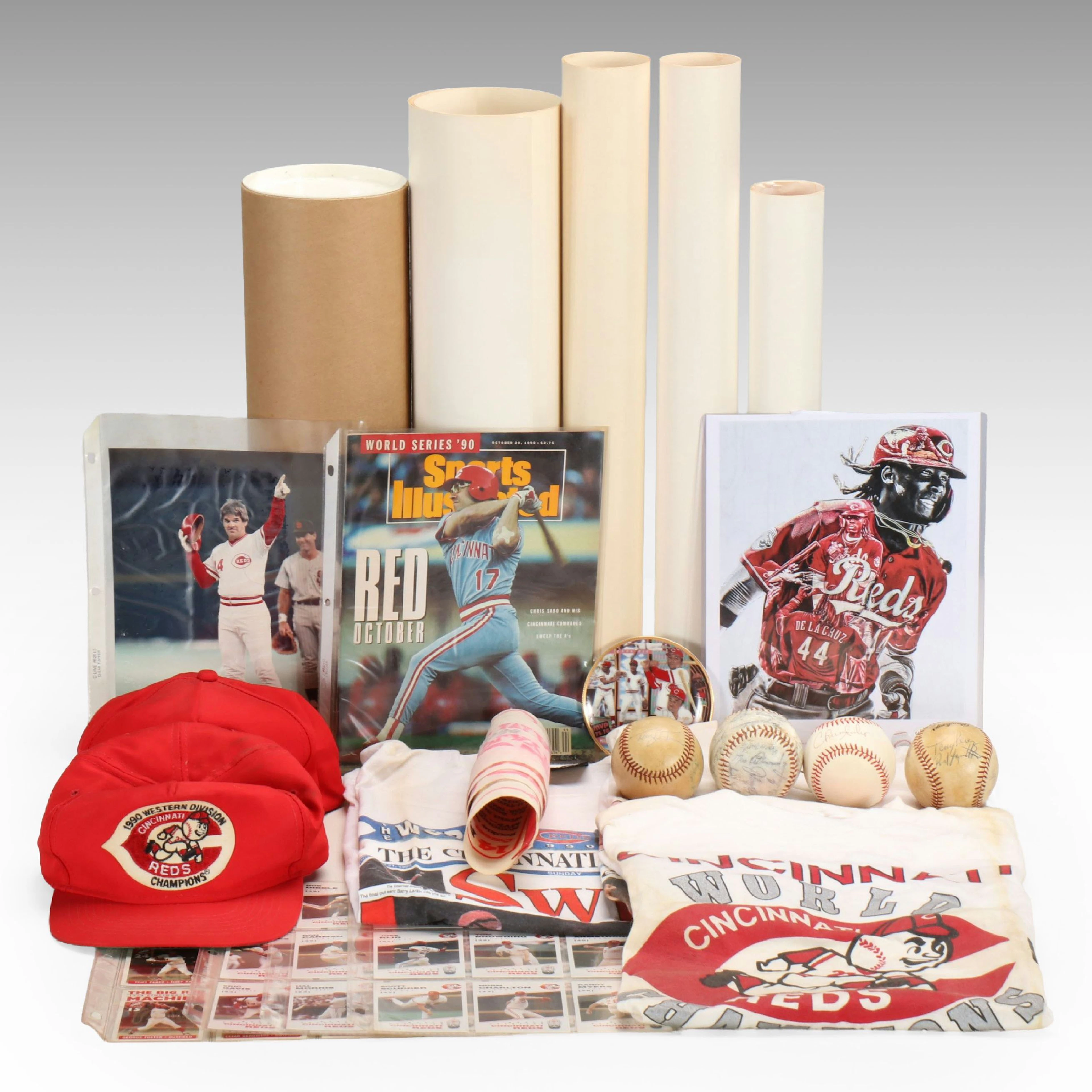 Cincinnati Reds Team Signed Baseball with Hats, Shirts, Posters, and More