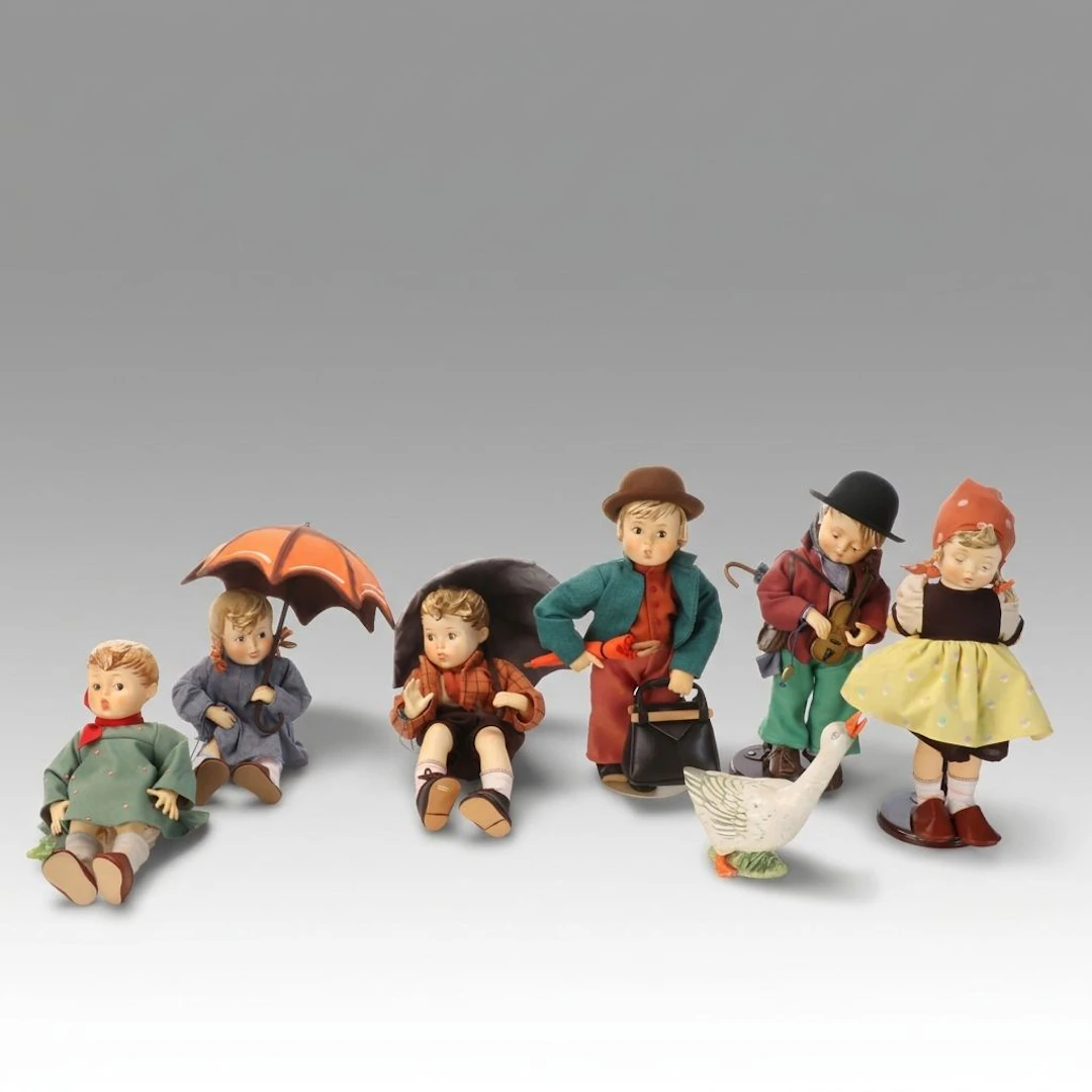 Goebel Porcelain with Cloth Body M.I. Hummel Dolls, 1990s