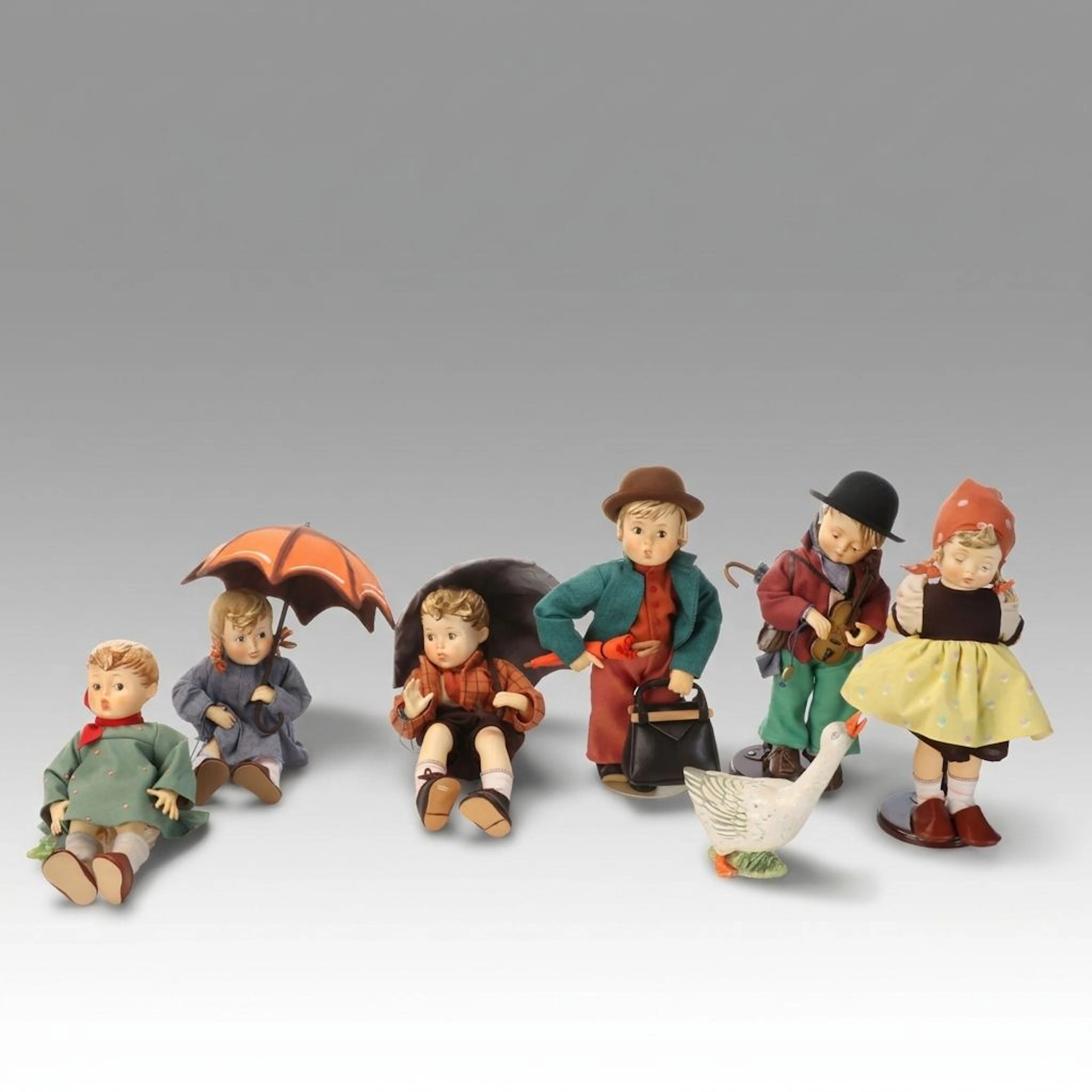 Goebel Porcelain with Cloth Body M.I. Hummel Dolls, 1990s