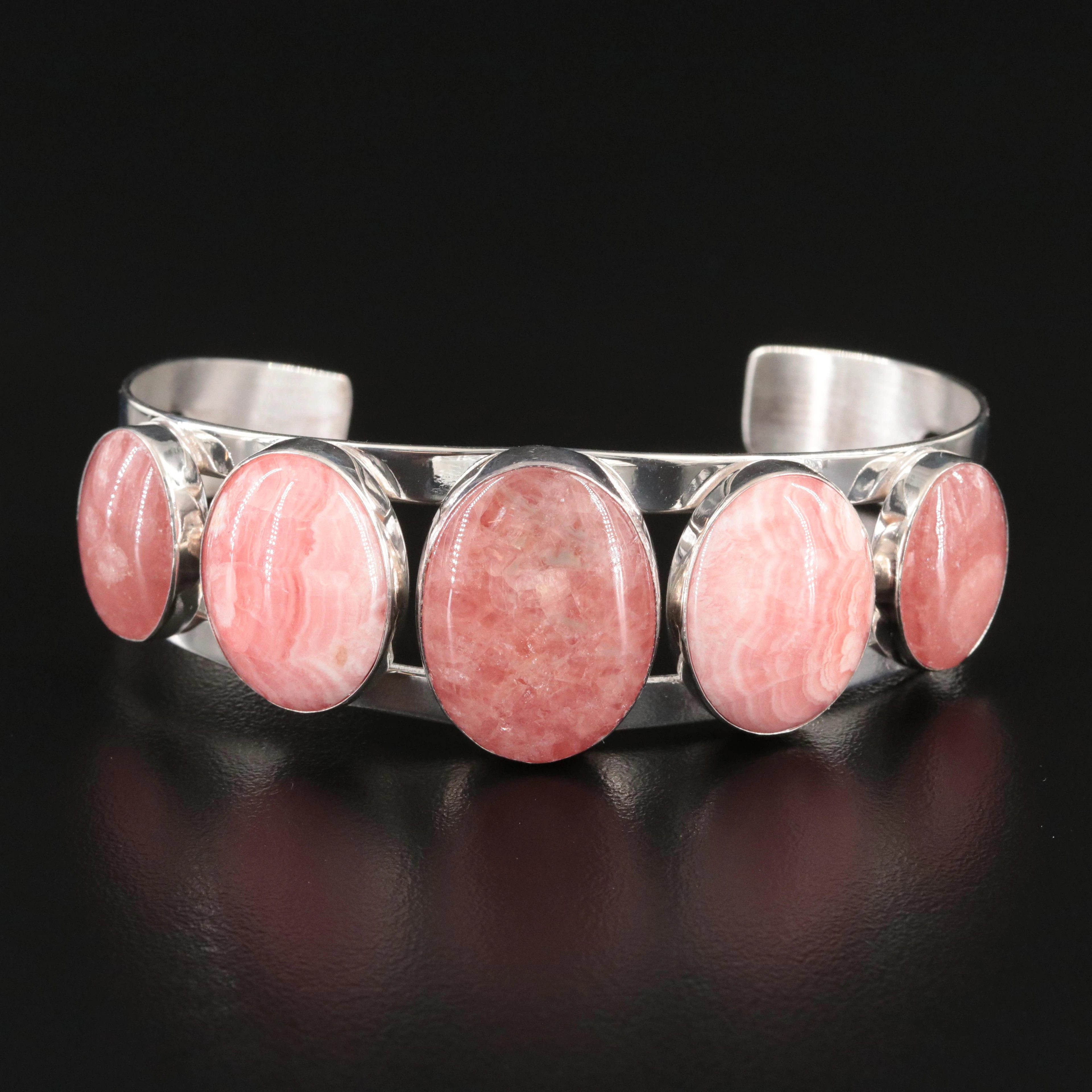Desert Rose Trading Sterling Rhodochrosite Cuff Bracelet