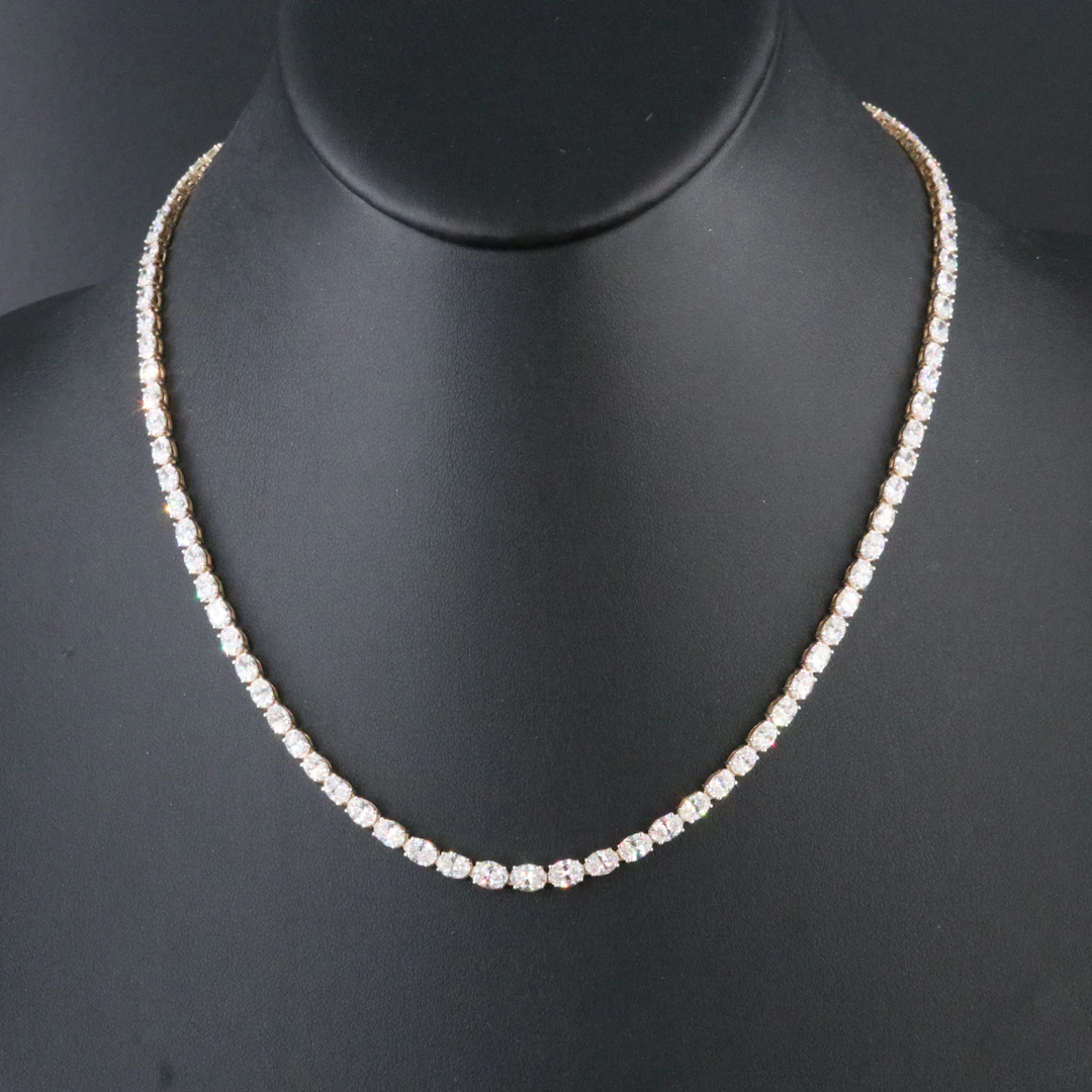 14K 13.78 CTW Lab Grown Diamond Graduated Rivière Necklace