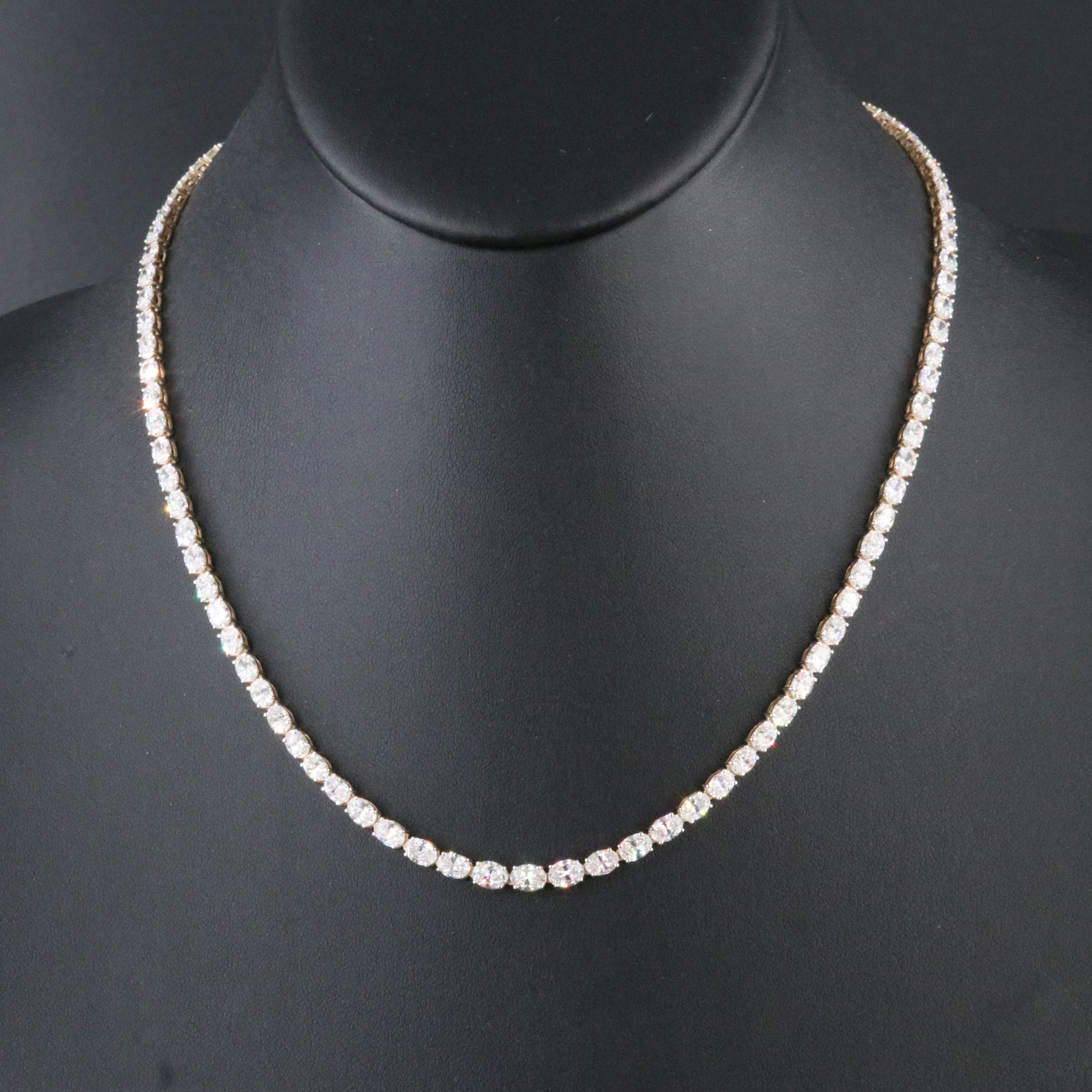 14K 13.78 CTW Lab Grown Diamond Graduated Rivière Necklace