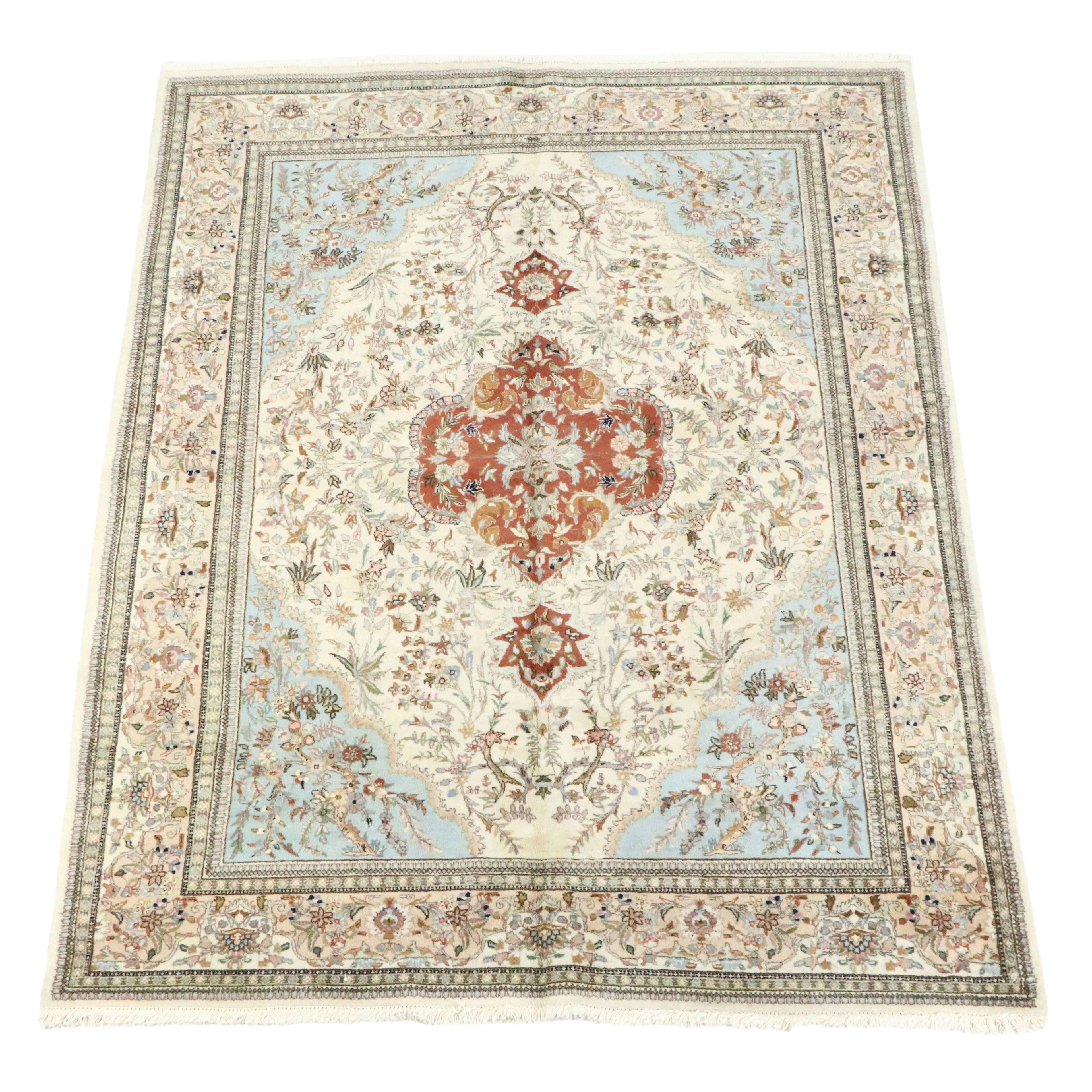 7'1 x 9'4 Hand-Knotted Persian Tabriz Area Rug