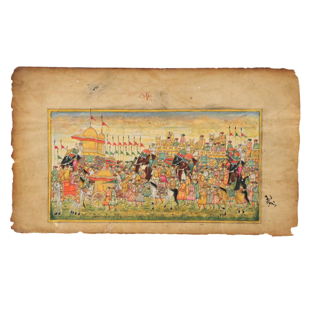 Antique Indian Miniature Album Leaf Painting, 19th Century or Earlier