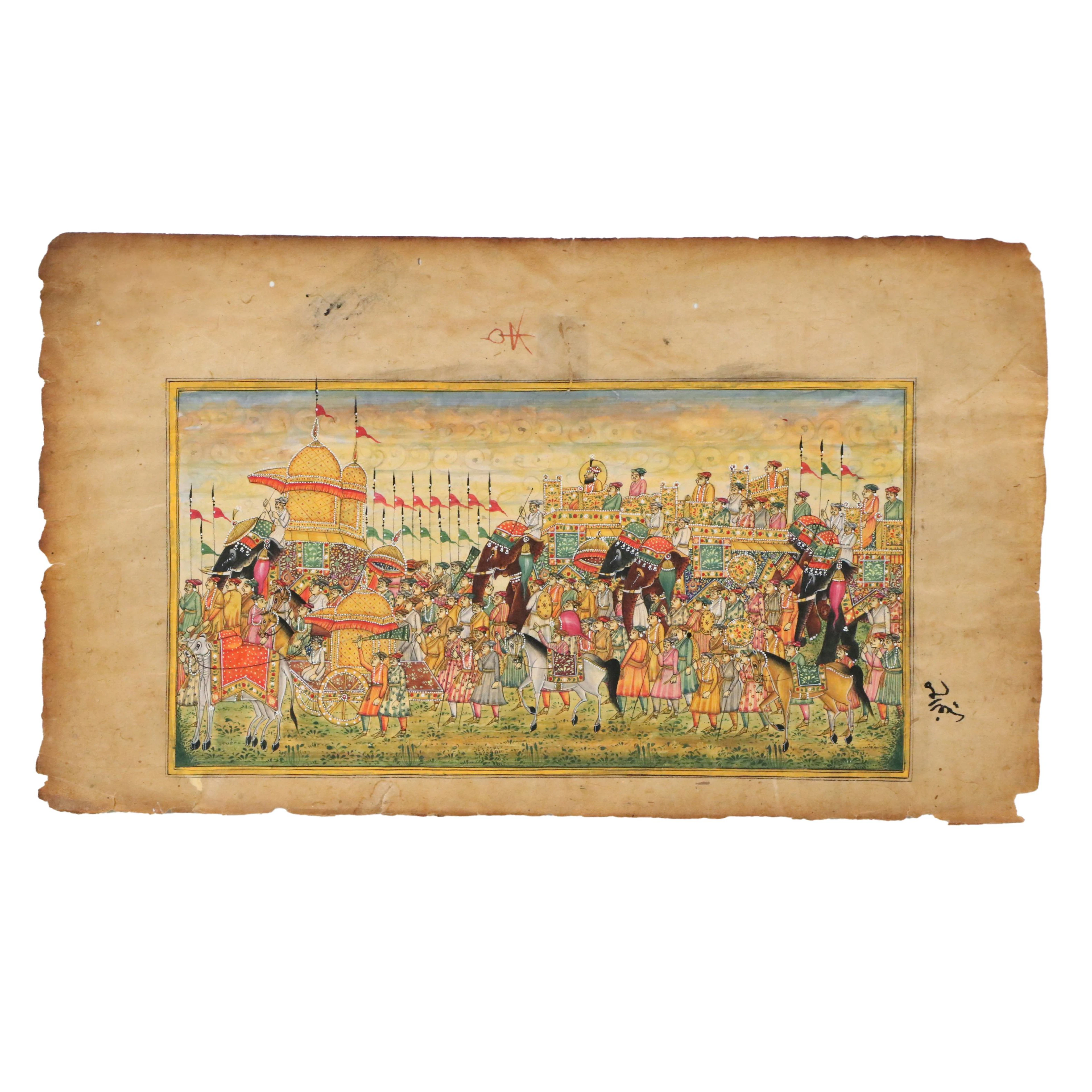 Antique Indian Miniature Album Leaf Painting, 19th Century or Earlier