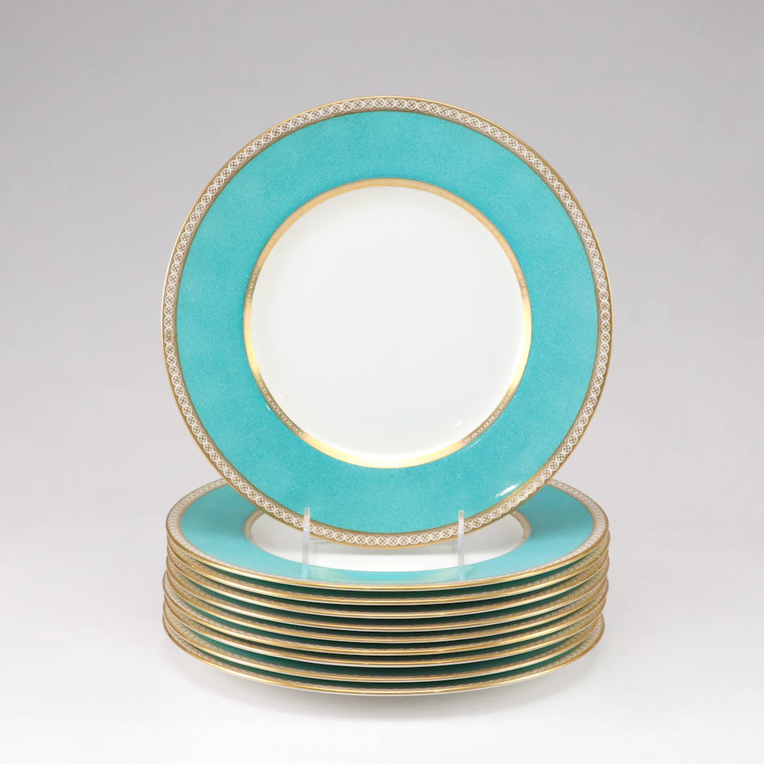 Wedgwood Powder Turquoise "Ulander" Bone China Dinner Plates