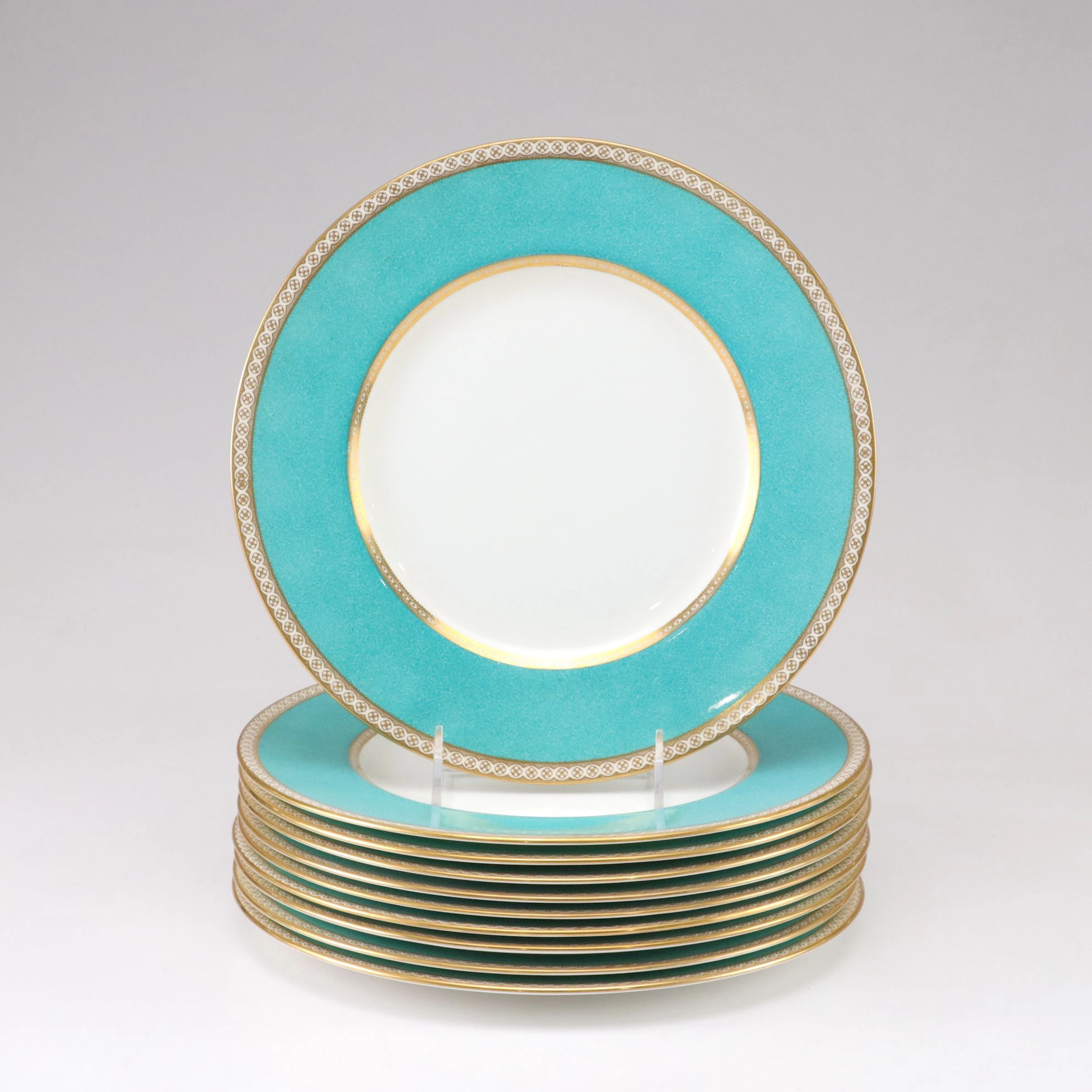 Wedgwood Powder Turquoise "Ulander" Bone China Dinner Plates