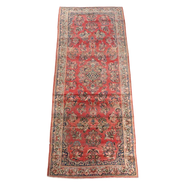 4'5 x 11'8 Hand-Knotted Persian Sarouk Style Long Rug