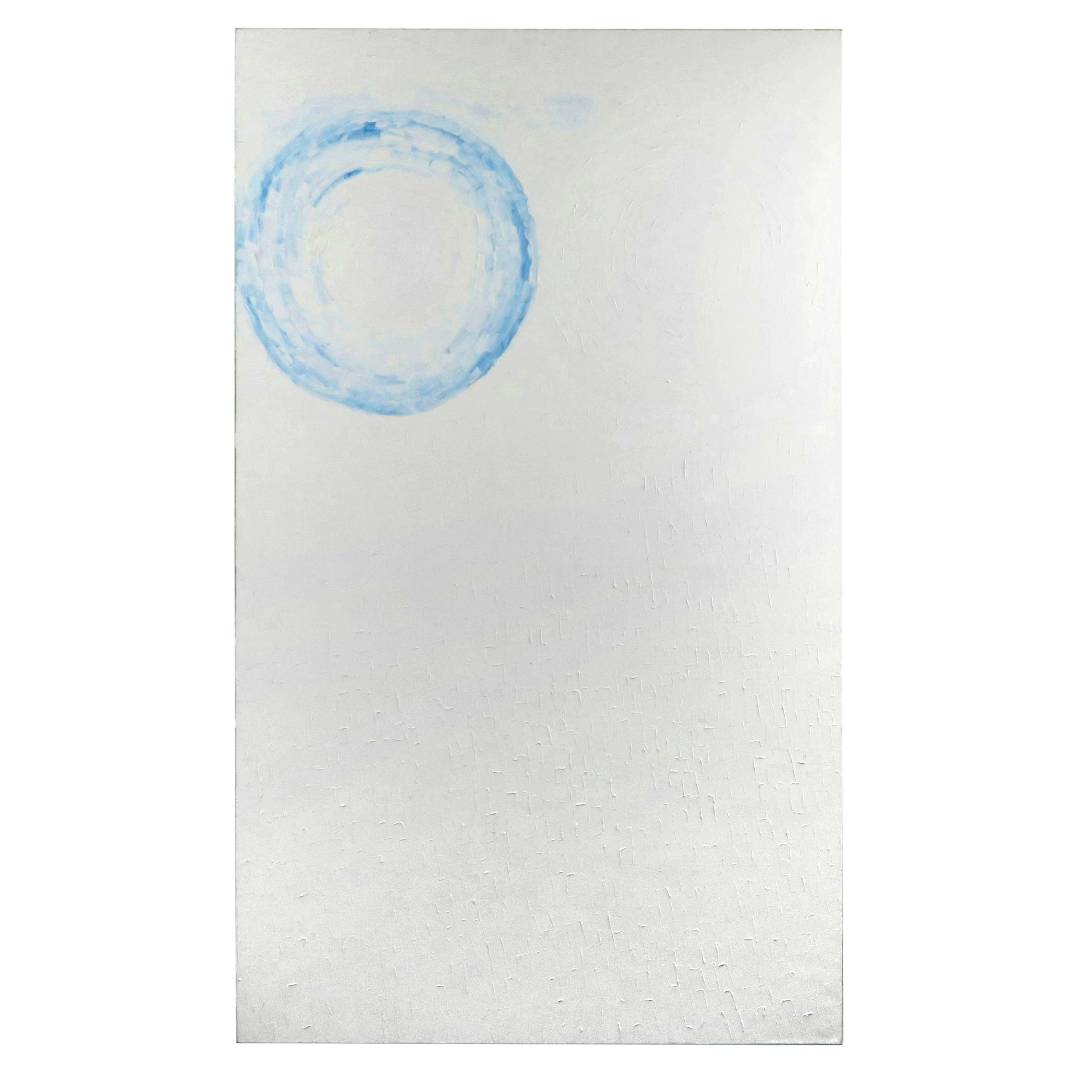 Minimalist Textured Abstract Oil Painting with Two Circles