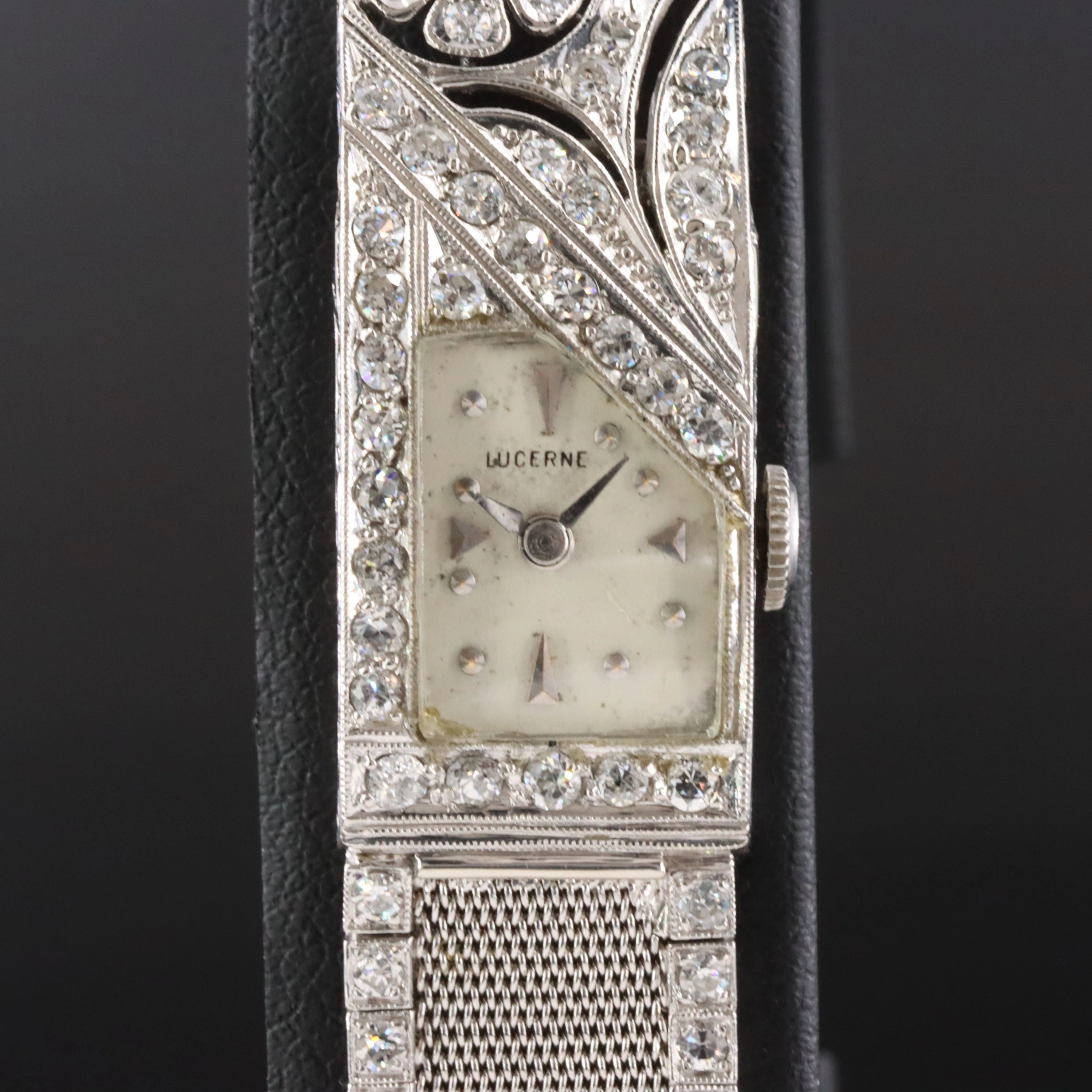 Lucerne Art Deco Platinum 3.05 CTW Diamond Watch